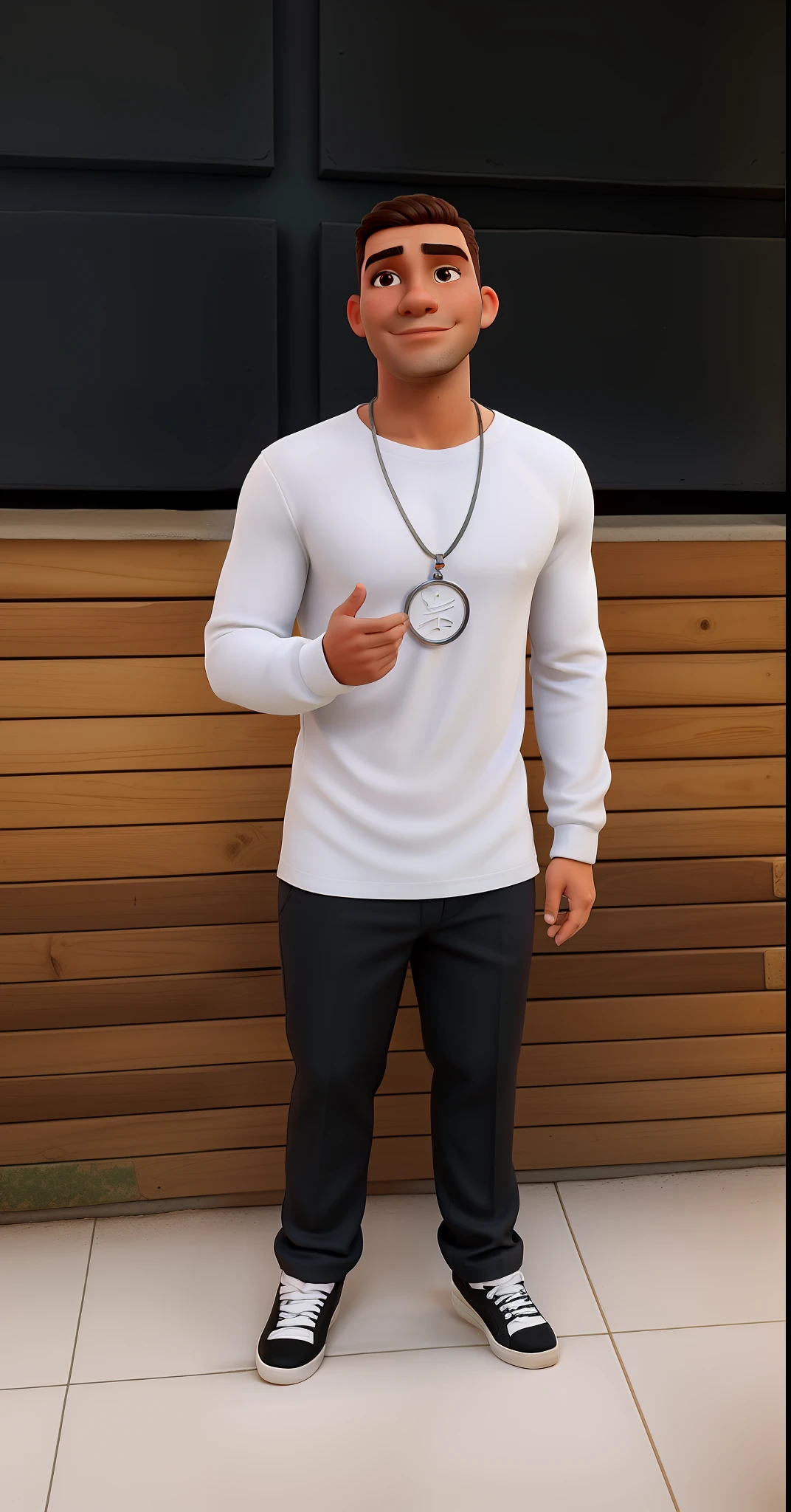 There's a man standing in front of a wall with a necklace, imagem de corpo inteiro, na frente do fundo branco, vestido com uma camiseta branca, Homem de Branco T - Camisa, Riyahd Cassiem, Pose satisfeita, taken in the early 2020s, suave em _ O pano de fundo, tudo branco, vestindo roupas brancas, mangas brancas