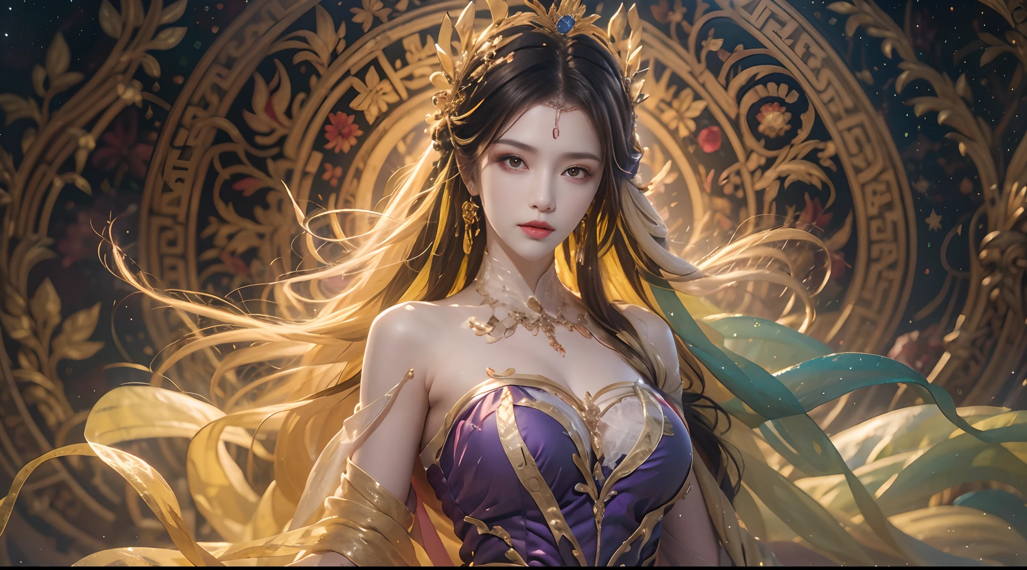 goddess、Iwanagahime、One person, Long Hair, chest, smile, Highest quality, Golden Eyes,