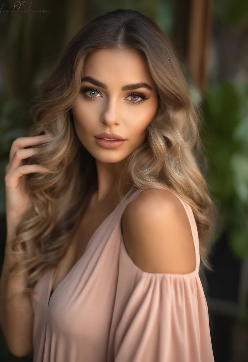Mulher sexy com olhos azuis, Ultra realista, meticulosamente detalhado, Retrato Sophie Mudd, cabelos loiros ondulados e olhos chamativos, selfie de uma jovem mulher, Camera eyes, Violeta Myers, sem maquiagem, Maquiagem pesada, staring directly at camera, Rosto com Artgram, Maquiagem ousada, vestido vermelho e preto com detalhes dourado e capa, Medium to large bust