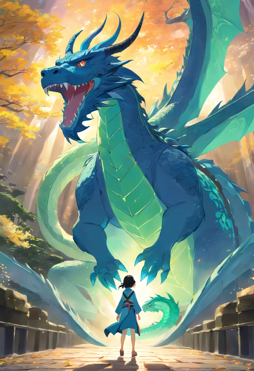 "Hydra，giant monster, In the background is a majestic mountain range. (Pokmungachop by the lake, Relaxing environment, Majestic mountains in the background)"