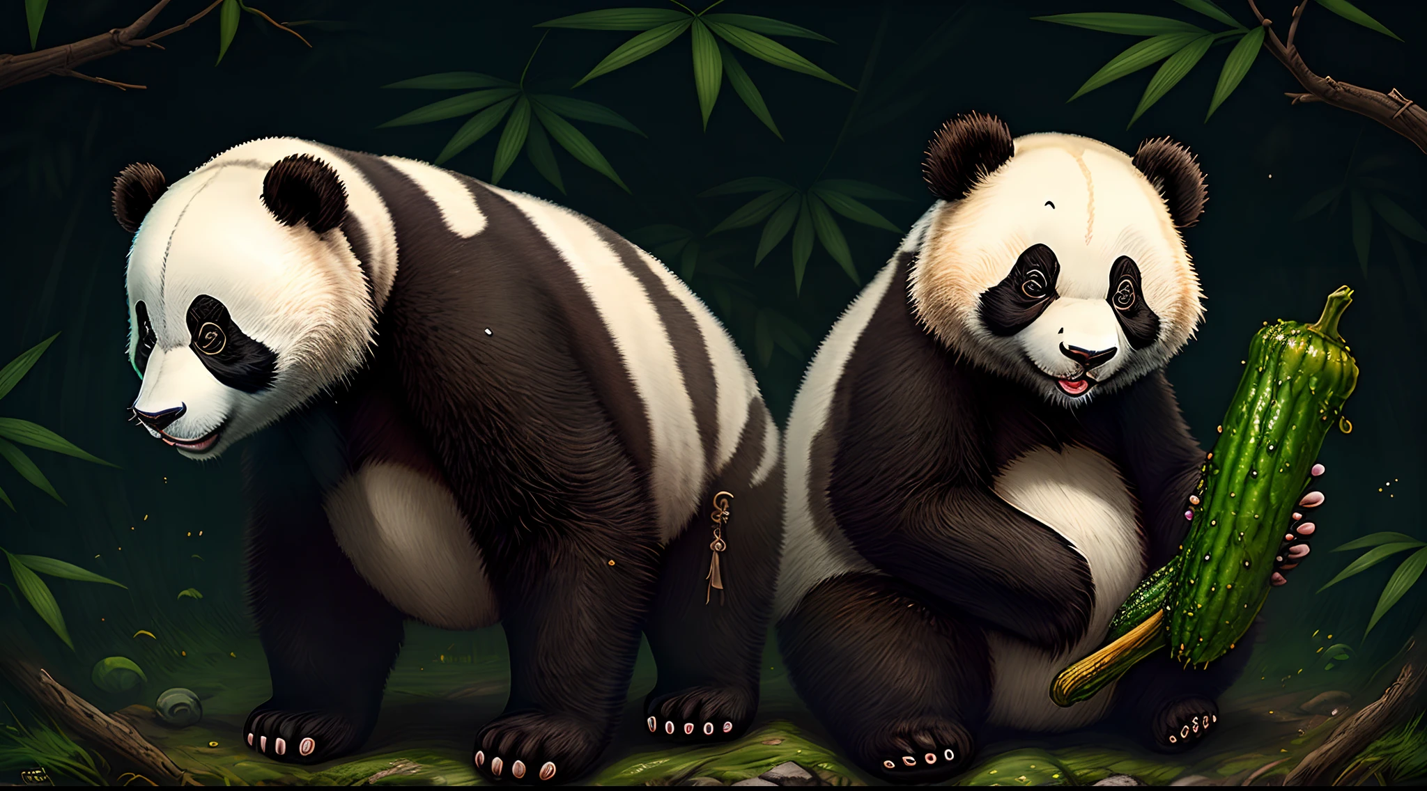 A pirate panda that is a pickle