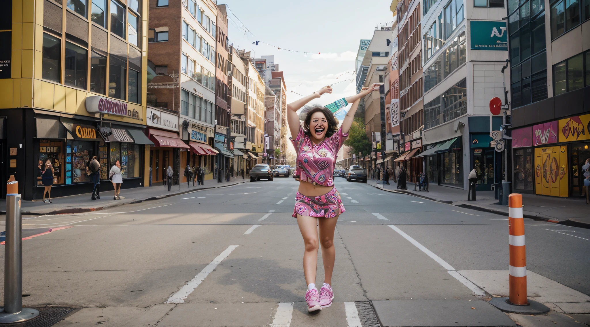 Design a playful YouTube channel image for a channel centered around fun and laughter, embodied by a spirited 22-year-old girl in the heart of the city. Create a scene that exudes joy, humor, and the vibrant energy of urban adventures.
Position the girl in a bustling city setting, perhaps on a lively city street, near a vibrant mural, or in a quirky urban park. She should be engaged in a humorous or whimsical moment - maybe she's striking a funny pose, holding a comically large prop, or sharing a hearty laugh. The image should convey the spirit of fun and laughter in the urban environment.
Incorporate the channel's name, 'City Comedy Chronicles,' in a font that harmonizes with the image's playful ambiance. Place the text creatively within the image, ensuring it complements the scene and reflects the channel's theme of humor and urban adventures.
The image should evoke a sense of laughter, spontaneity, and the idea that humor can be found anywhere in the city. It should inspire viewers to embrace the joy of funny days in the urban landscape, just like the girl sharing laughter and amusement on the channel.