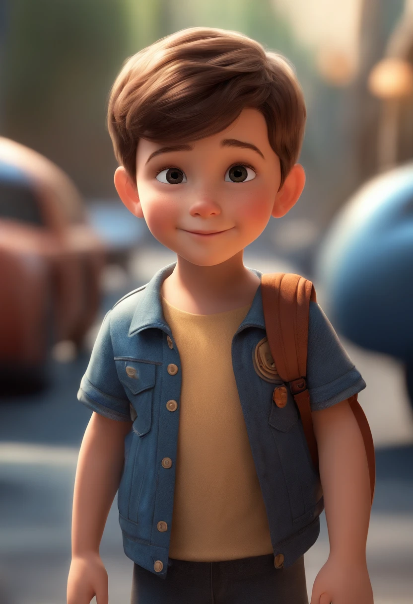 a happy cute standing short hair, vestindo uma fantasia espacial, , fundo branco, barnet, Tom, Estilo Pixar, ....3d, desenhos animados, rosto detalhado, asymmetrical 16k