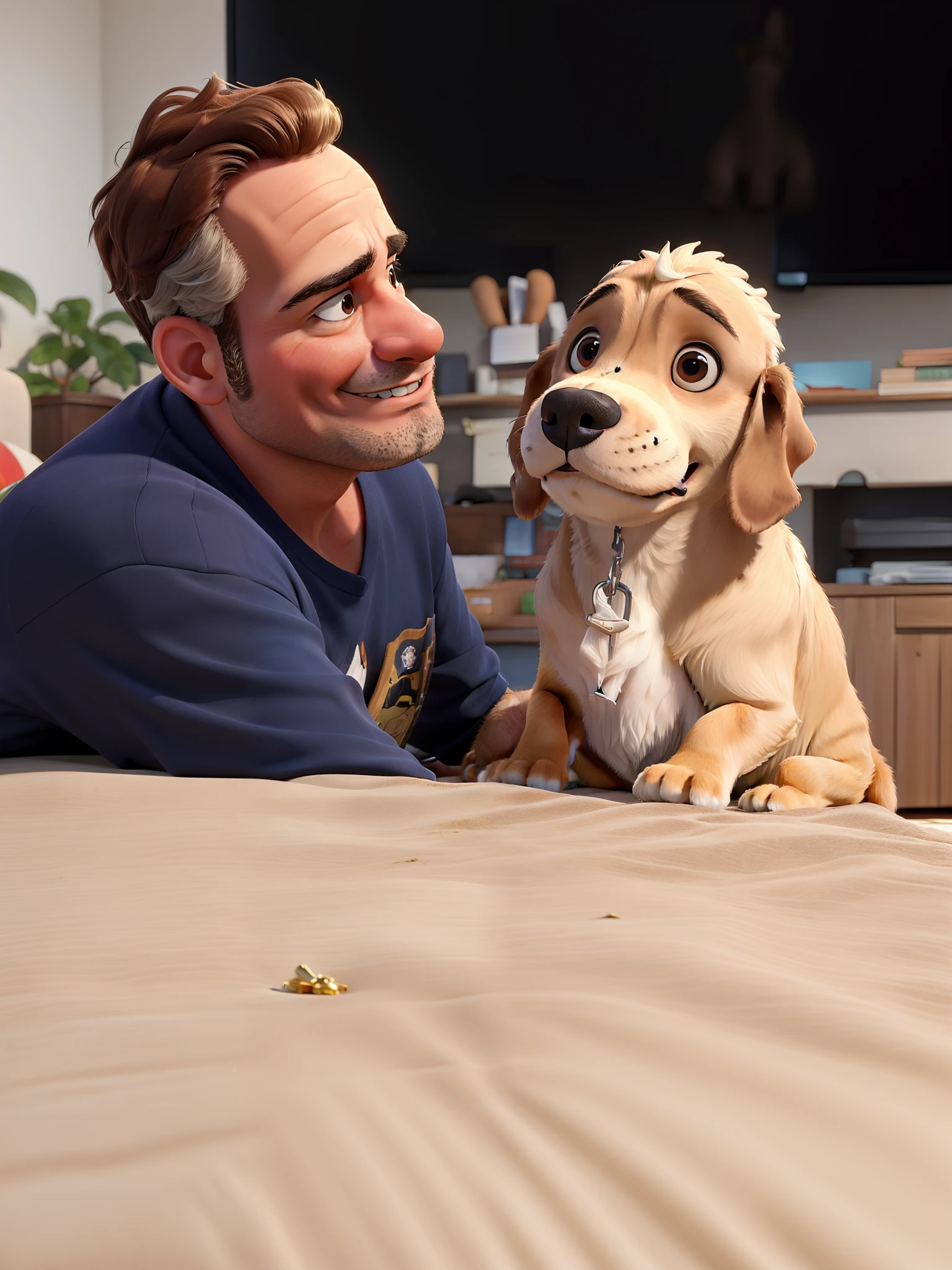 homem de 40 anos com cachorro Golden