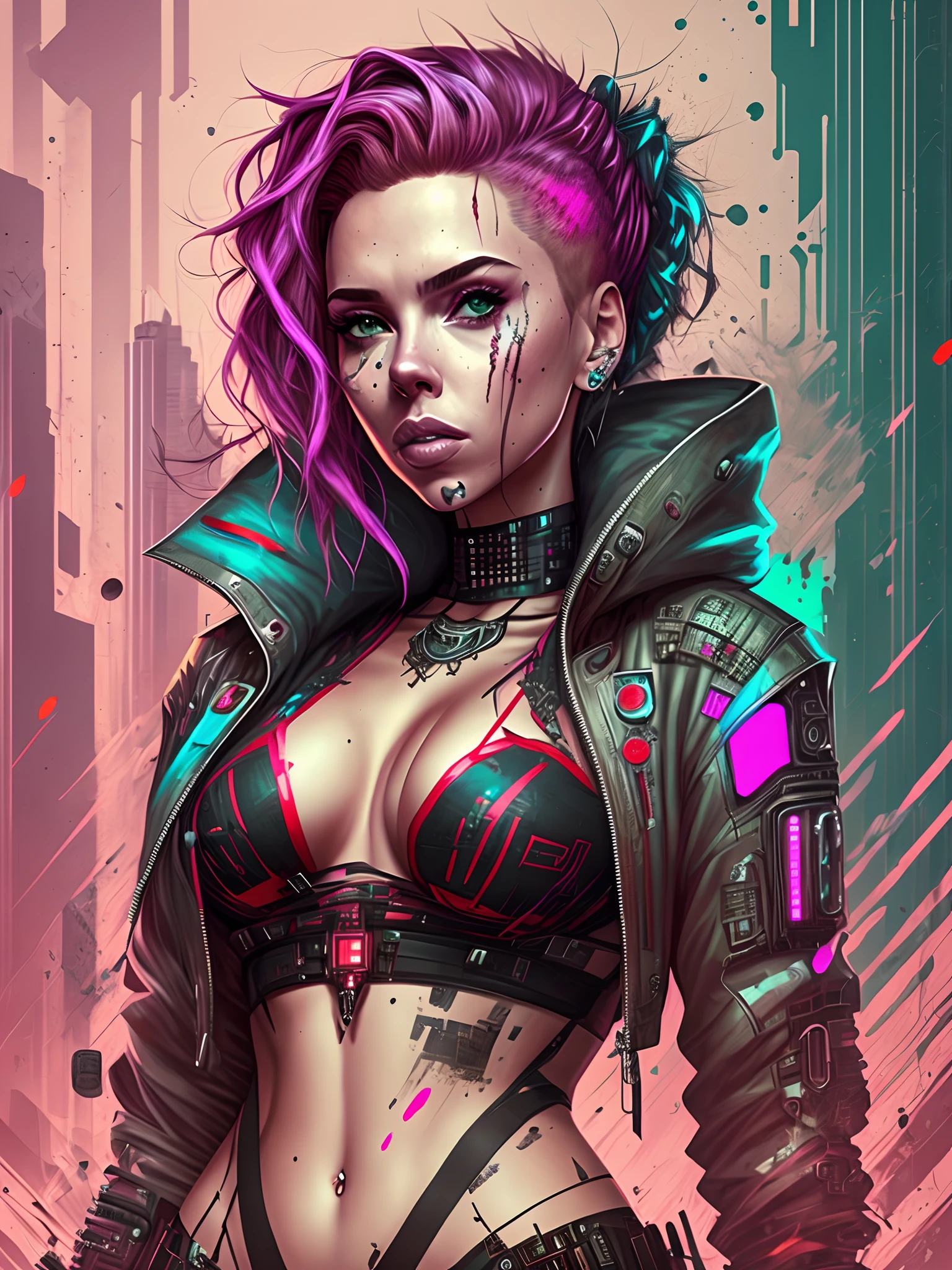 scarlett Johansson cyberpunk style --auto --s2