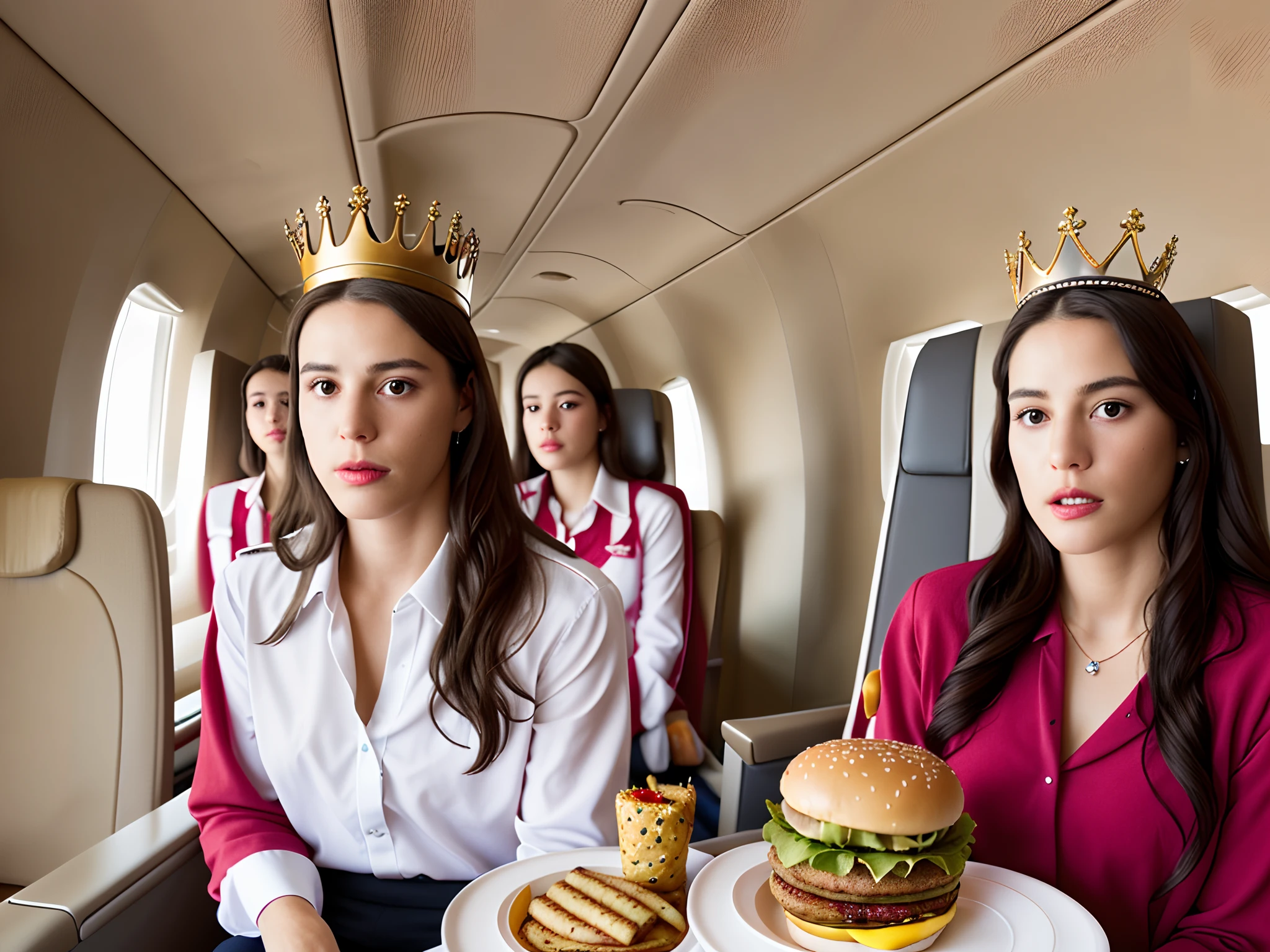 Kramer in an airplane with a Burger King crown