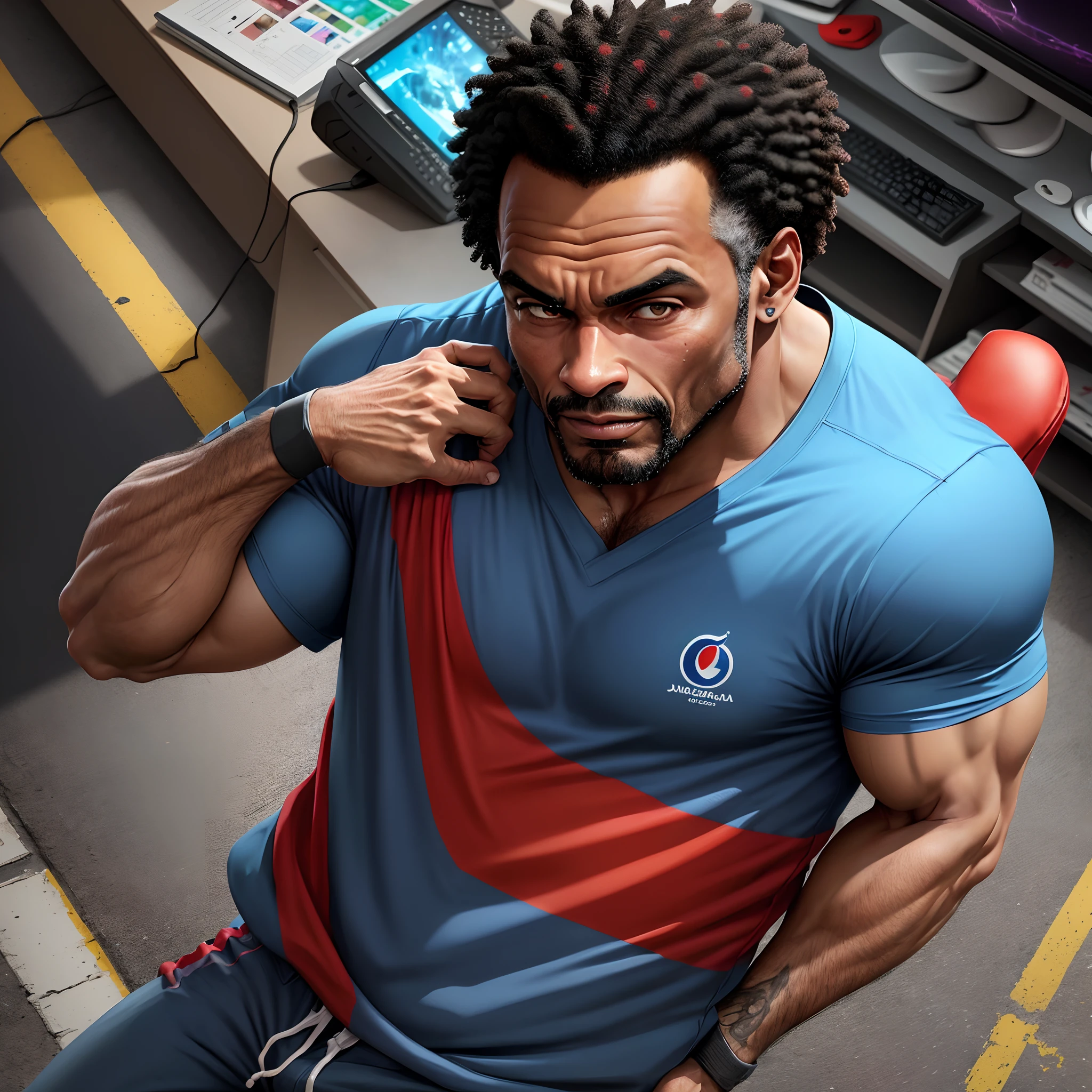 Crie uma imagem de um homem latino americano de 26 anos de idade de pele parda jogando videogame