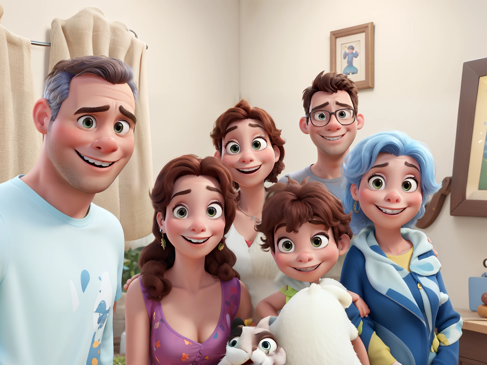 Disney Pixar Style Family, alta qualidade e cores vibrantes
