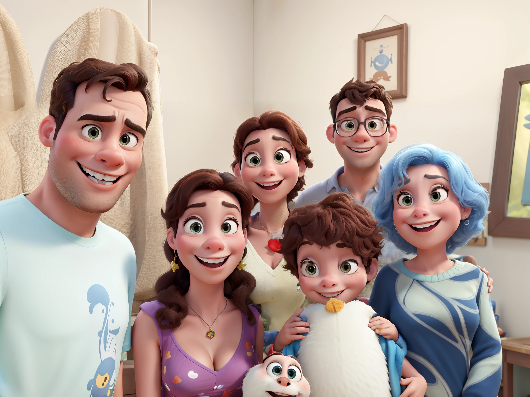 Disney Pixar Style Family, alta qualidade e cores vibrantes