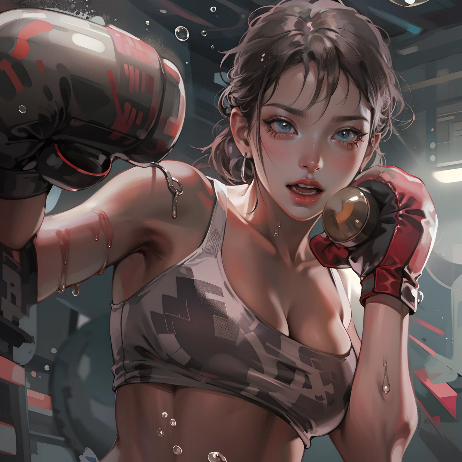 (steams:1.1),(Wet:1.1),(Trembling:1.1),(Sweat:1.1),Focused Breast,Pubic Area Showing,(teens girl,boxing),boxer,(4K), (RAW photo: 1.2), (Realism: 1.4), (masutepiece: 1.3), (exquisite detailing: 1.2), Delicate and beautiful details, (eye detailed), (Facial detailed), (Highest quality:1.4), (Hyper-Resolution: 1.2), (very detailed illustration),