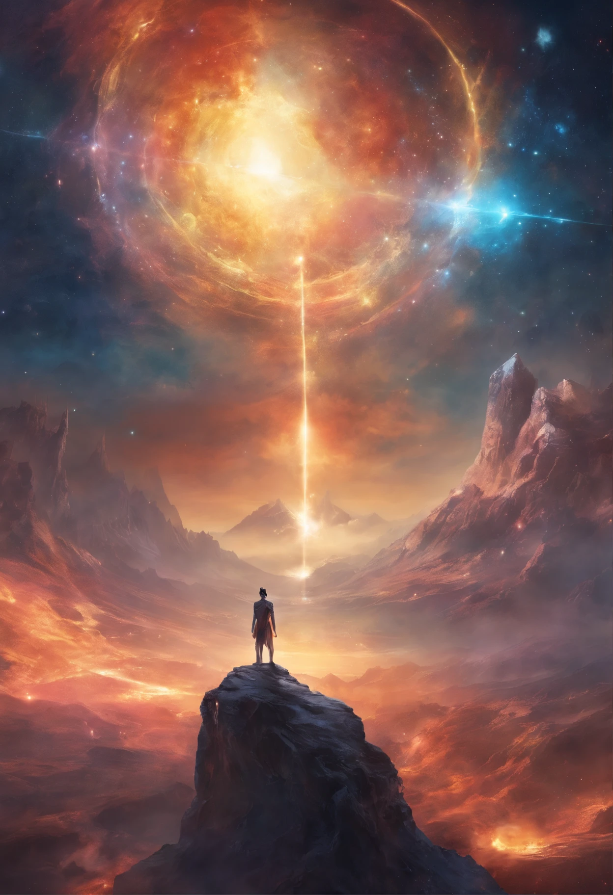 A human being,Facing the judgment of the universe in space