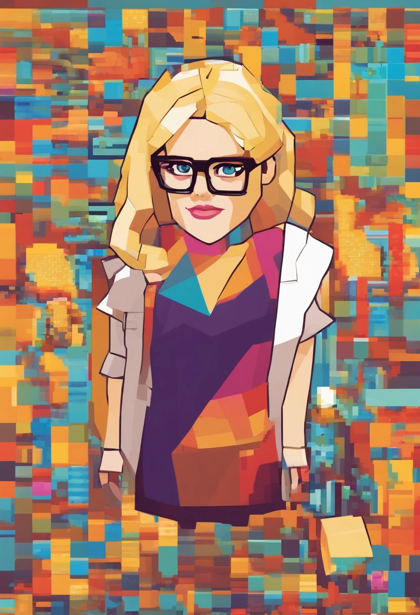 Blonde woman with glasses