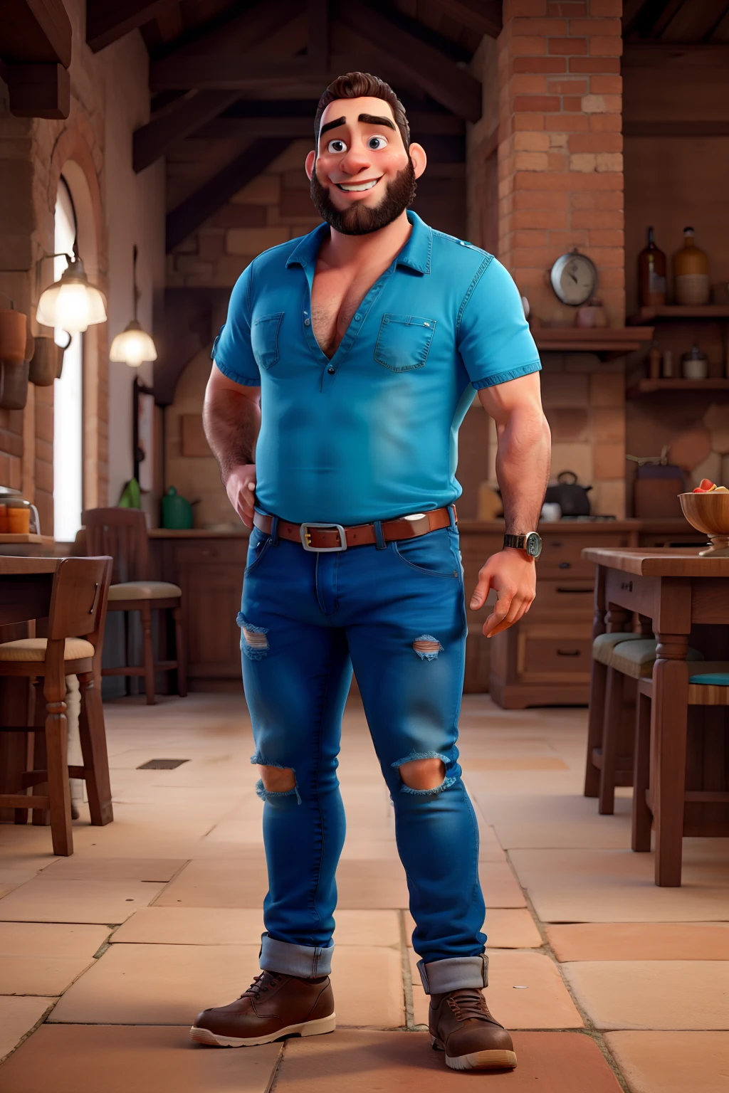 Gordinho de jeans e barba