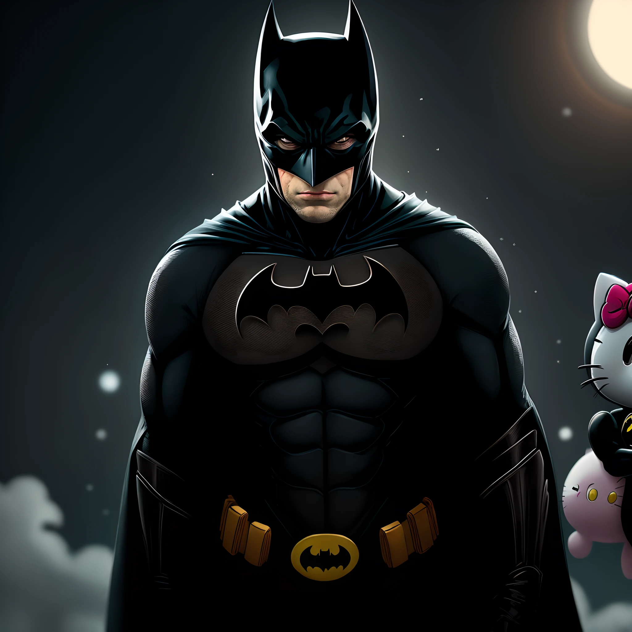 fisheye filter matching pfp of batman and hello kitty