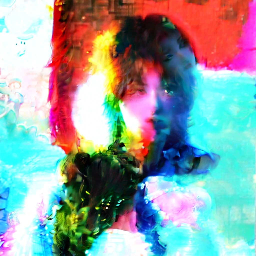 (This is an immaculate horror fantasy image that feels unnervingnand emphasizes glitter and iridescence.) Generate a ((blind)) obscurly perfectnwoman with grey silver curly hair and milky white eyes. Her face is important and is perfectly formed with puffy lips and perfect features. (Her eyes are critically important and are (blank) and (solid white)). The image exudes ethereal beauty and soft fantasy/ aswell as sinister tones of subtle violence. Include sweet and detailed birds/ some with severed heads and soft, luminous flowers with blood drops like dew drops w white highlights. The image's background is decorated in shades of pink, shimmer, glitter, and macabre fantasy details like colored bubbles, skulls and cosmos. Utilize dynamic composition to create a compelling and action-packed image. Dramatic lighting and cinematic lighting enhance the woman's beauty and the soft colors in the artwork. Include fantasy, cute, colorful, colourful, interesting magic background, ((((blank eyes)))), ((((empty white eyes)))), (shirome eyes:1.3), (smirking), (perfectly rendered solid whiteeyes), ((short neck)) wide dental exaggerated smile disturbingly contrasting the entire peice outside of it 