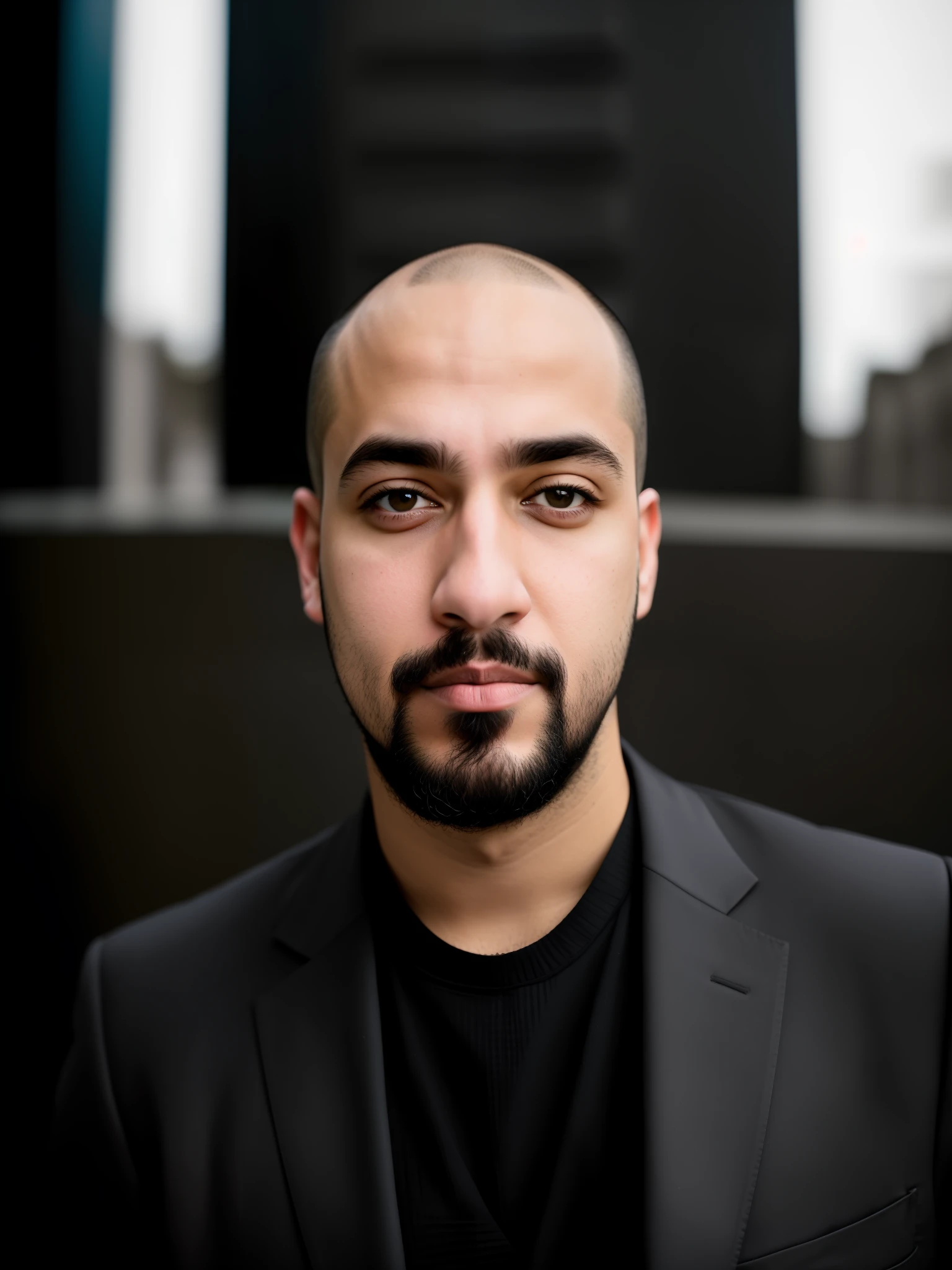 Homem com barba e camisa preta e jaqueta preta, Condutor de Ene, Joel Torres, foto de perfil headshot, Hicham Habchi, Arte em primeiro plano : Eloy Morales, Retrato no meio da foto, foto retrato, um homem vestindo uma jaqueta preta, Retrato de Danny Gonzalez, retrato promocional, imagem retrato, zaha hadi