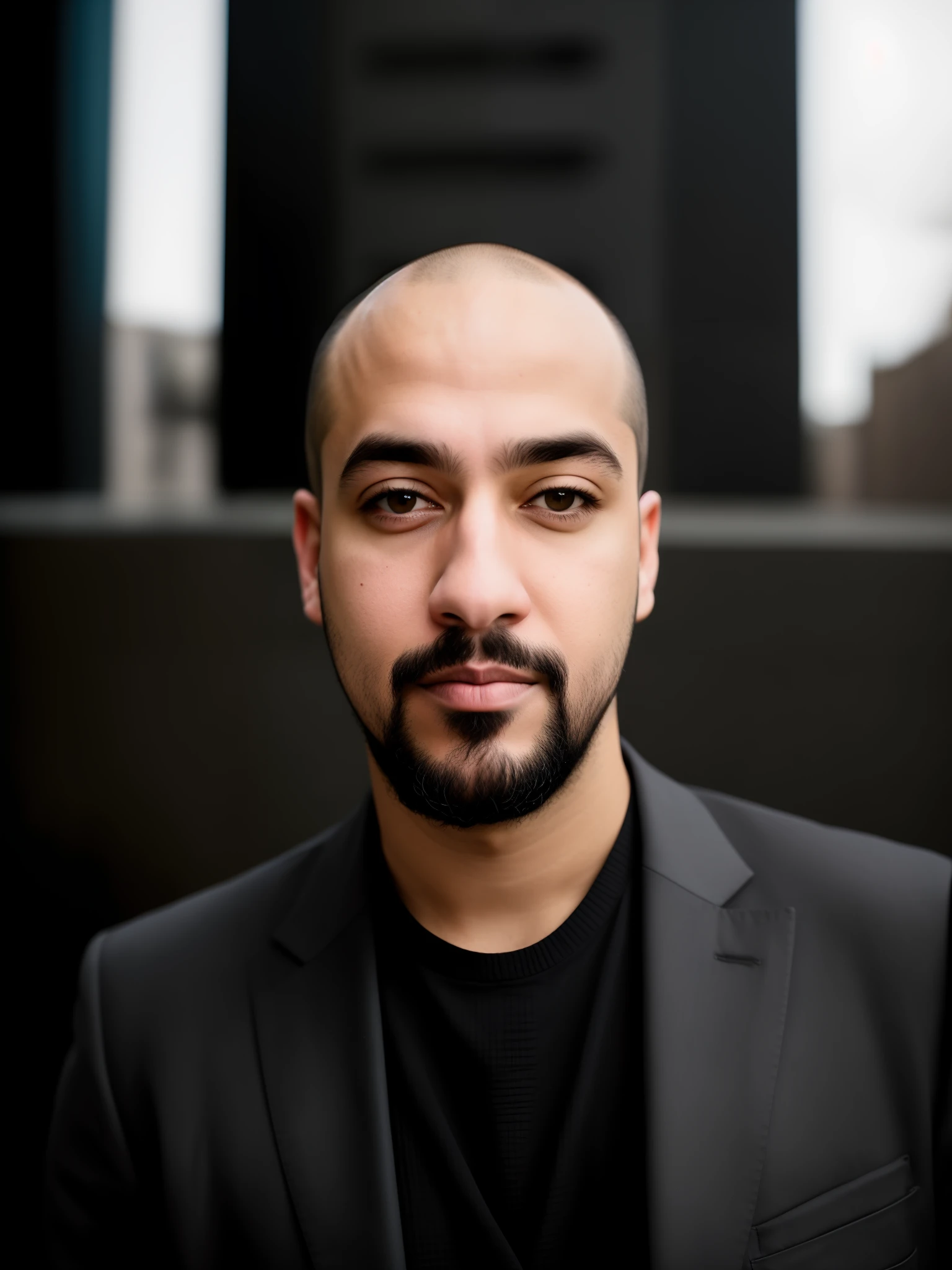 Homem com barba e camisa preta e jaqueta preta, Condutor de Ene, Joel Torres, foto de perfil headshot, Hicham Habchi, Arte em primeiro plano : Eloy Morales, Retrato no meio da foto, foto retrato, um homem vestindo uma jaqueta preta, Retrato de Danny Gonzalez, retrato promocional, imagem retrato, zaha hadi