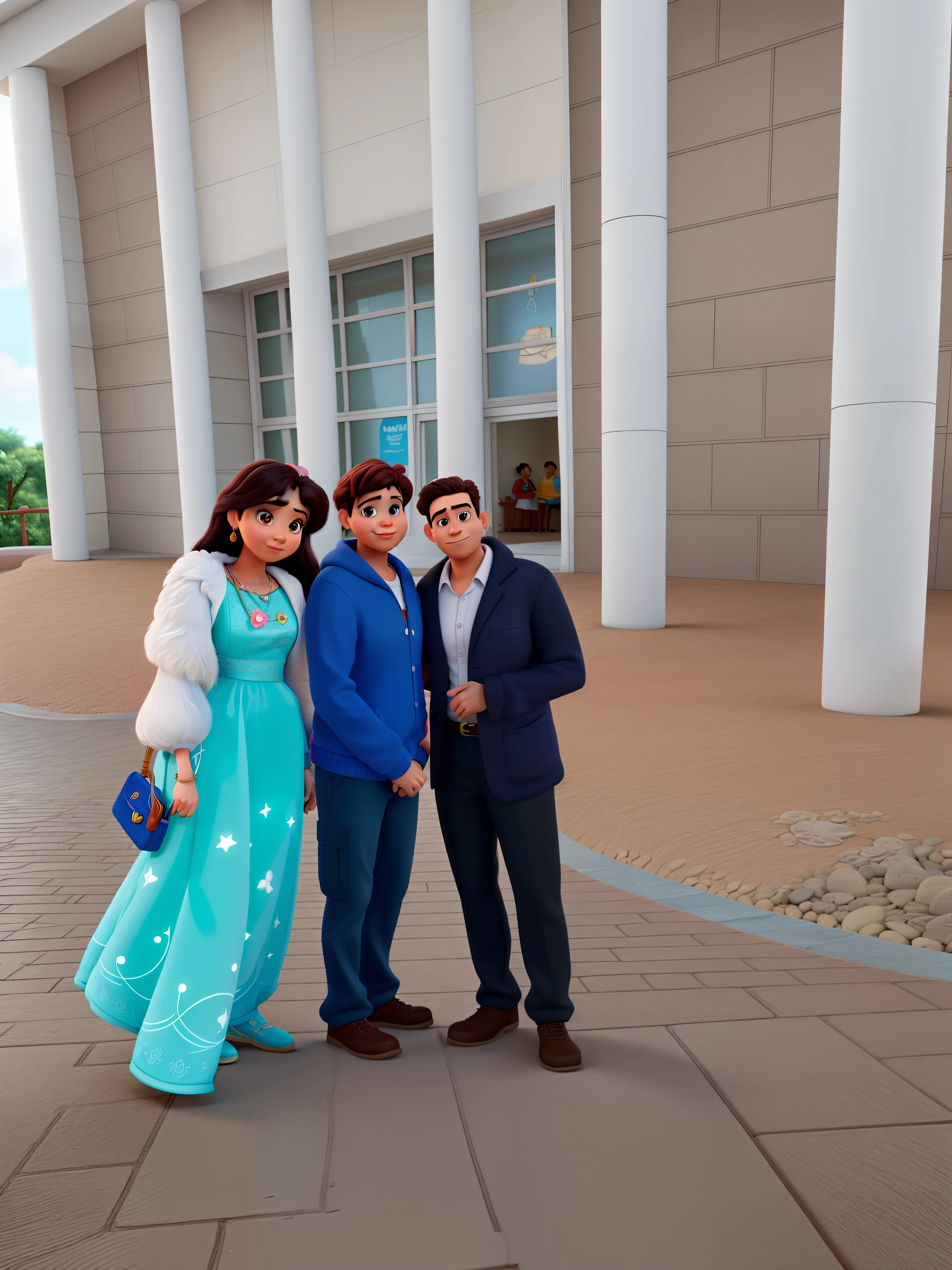 A Disney Pixar-style family, mulher morena, alta qualidade, melhor qualidade, 8k, highes definition