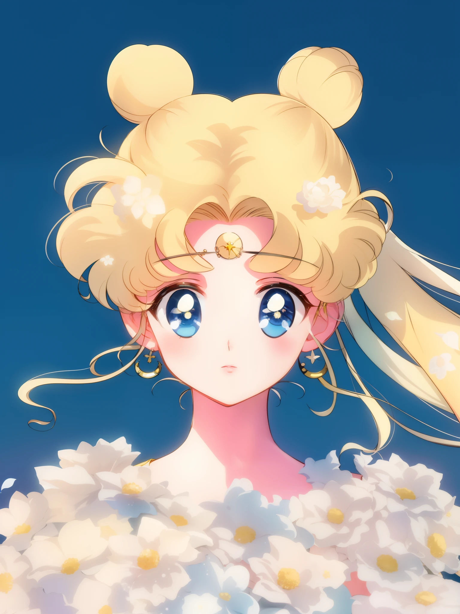 Sailor girl in the bathtub，Flowers on the hair, author：the sailor moon, Sailor Moon style, the sailor moon. Beautiful, inspired by Sailor Moon, Sailor Moon!!!!!!!!, sailor moon aesthetic, Anime princess, inspired by Naoko Takeuchi, blond-haired princess, portrait of magical girl, made with anime painter studio, in the art style of 8 0 s anime