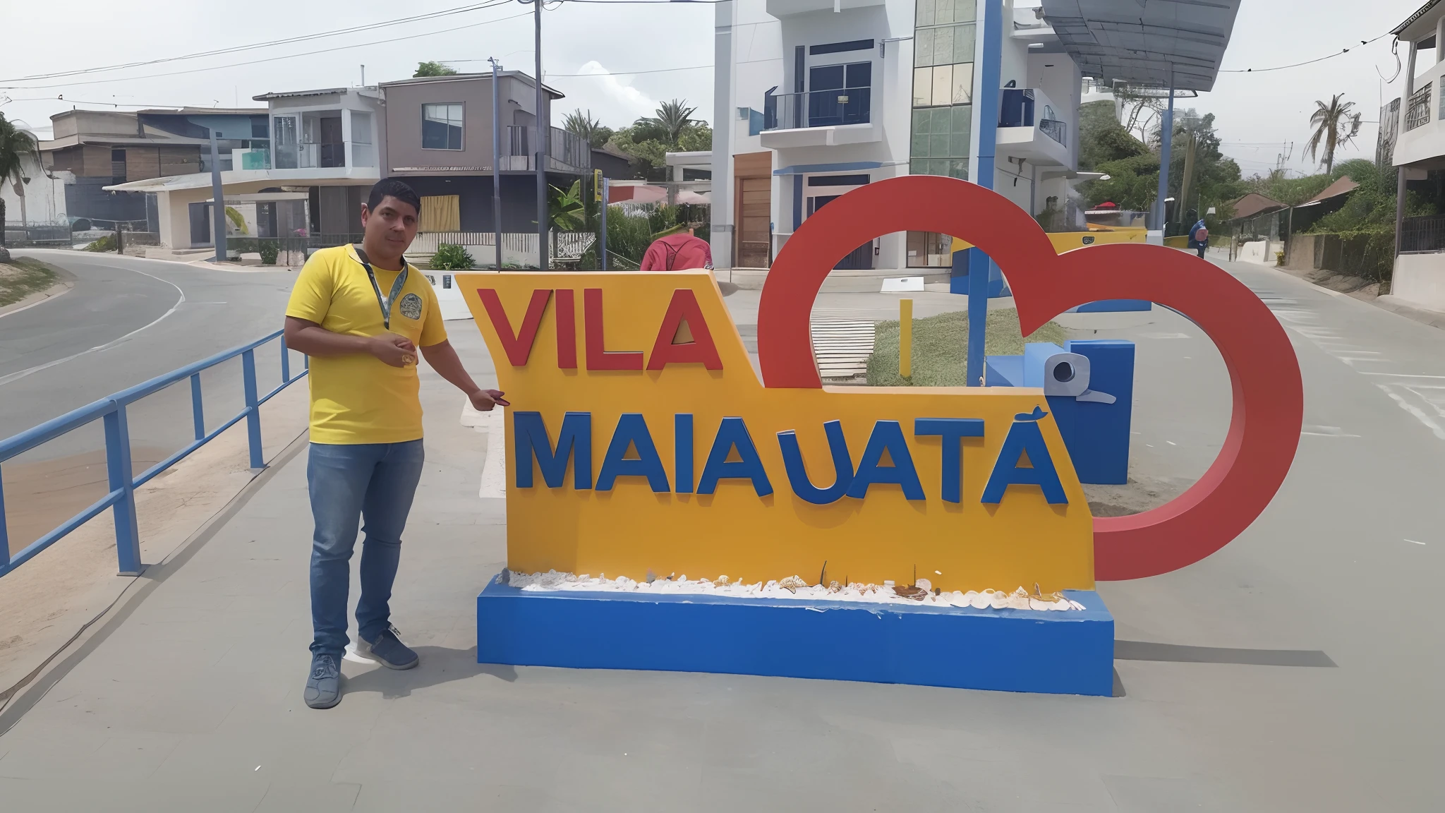 Araffe em frente a uma placa que diz Alivi Matajaa, Directed by: Maximilian Cercha, Alex Malveda, inspirado em Willie Ito, tourist destination, Directed by: Willian Murai, in front of the house, vacation photo, Directed by: Willie Ito, Watermarked, inspirado em Juan Villafuerte, imagem frontal, Manual, Obra-prima maravilhosa