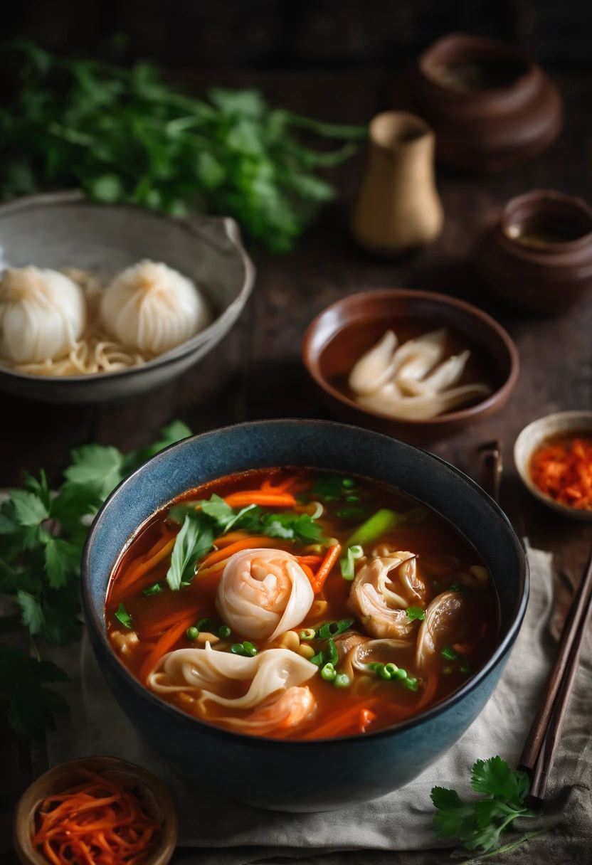 One-pot Kimchi & Dumpling Noodle Soup