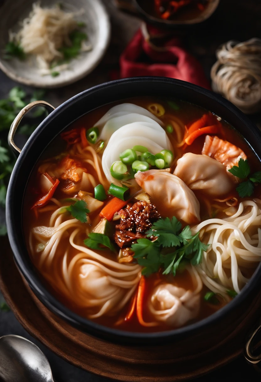 One-pot Kimchi & Dumpling Noodle Soup