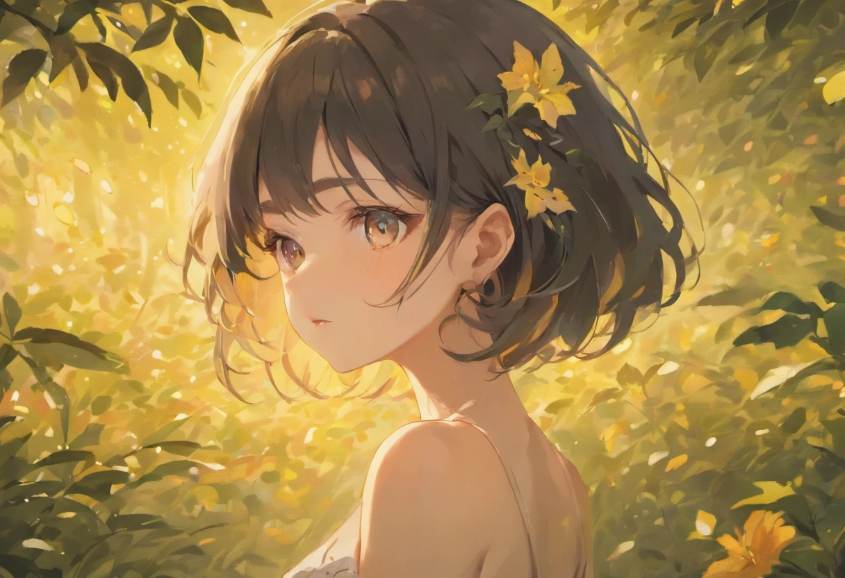 (best quality, highres, masterpiece:1.2),
ultra-detailed, realistic:1.37,
naked girl with short black hair who is embarrassed,
beautiful detailed eyes, beautiful detailed lips,
blush on her cheeks,
soft skin texture,
delicate facial features,
subtle freckles on her face,
slight smile on her face,
light shining on her from the side,
soft, warm lighting,
gentle, ethereal atmosphere,
portrait,
fine art painting,
vivid colors, warm color tone,
subtle shadows and highlights,
slight motion blur in the background,
romantic setting,
emotional expression,
intimate perspective,
high contrast,
detailed background with flowers and foliage,
delicate brushstrokes,
captivating gaze,
negative space,
carefully composed and balanced composition.