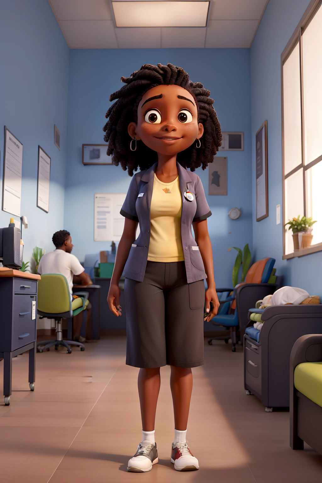 Estudante de fisioterapia, de cabelo preto e pele parda, Nice, in an environment such as clinic and hospital caring for adults, Children and the elderly