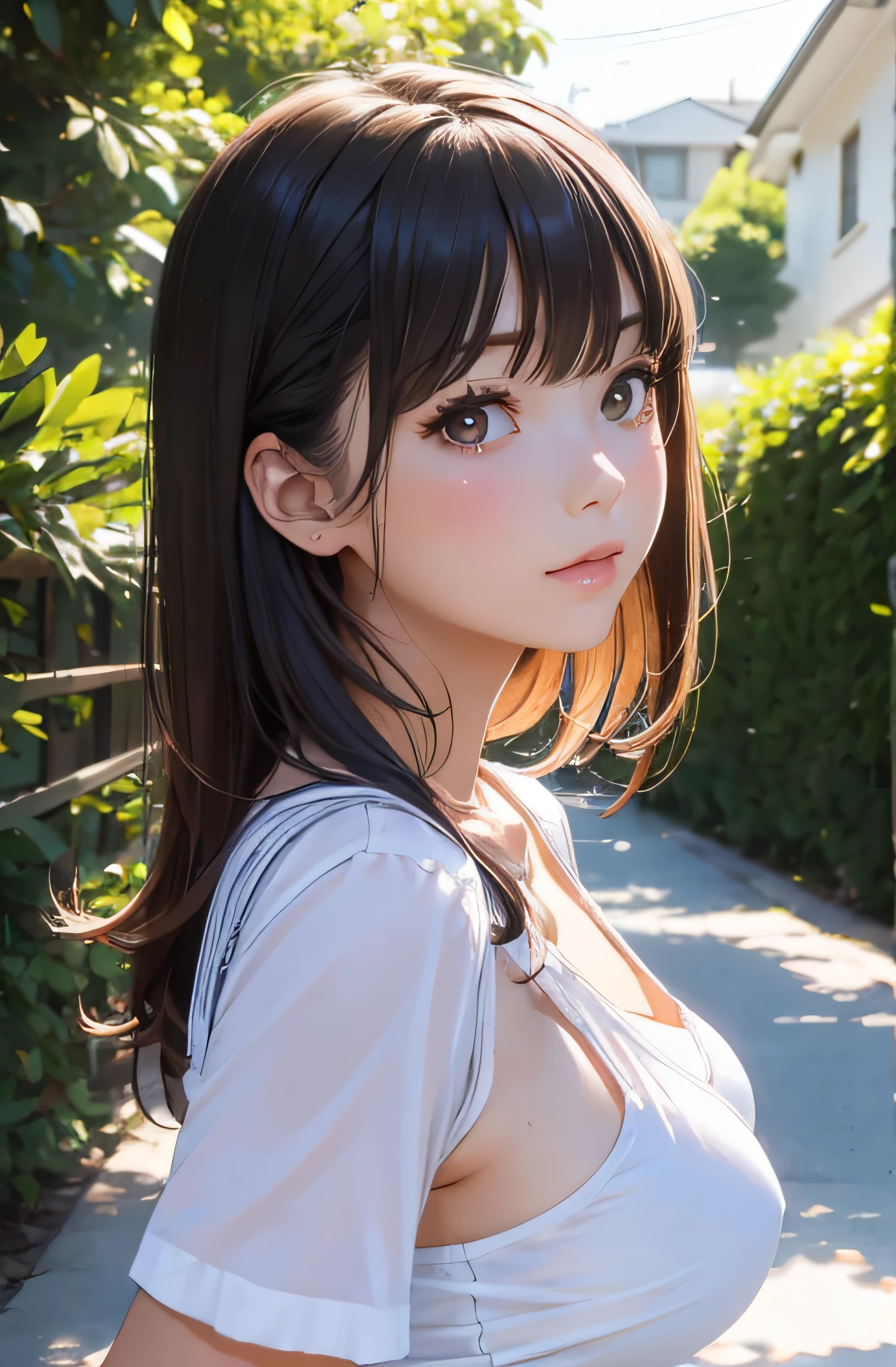 girl, detailed eyes, sweat, steam, medium breast, nsfw, shy, looking at viewer, shy, nsfw, light smile, 