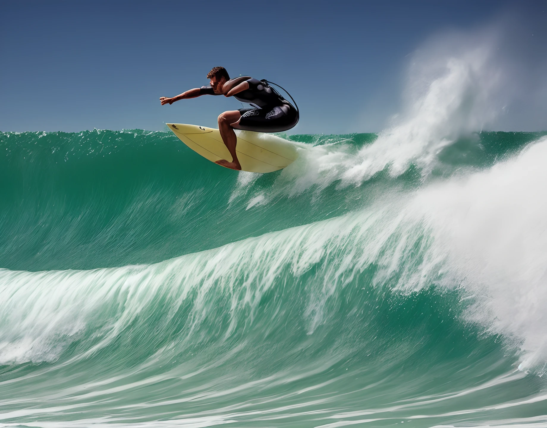 (masterpiece), 28yo boy average guy, (rushed, surfing on surfboard,waves),