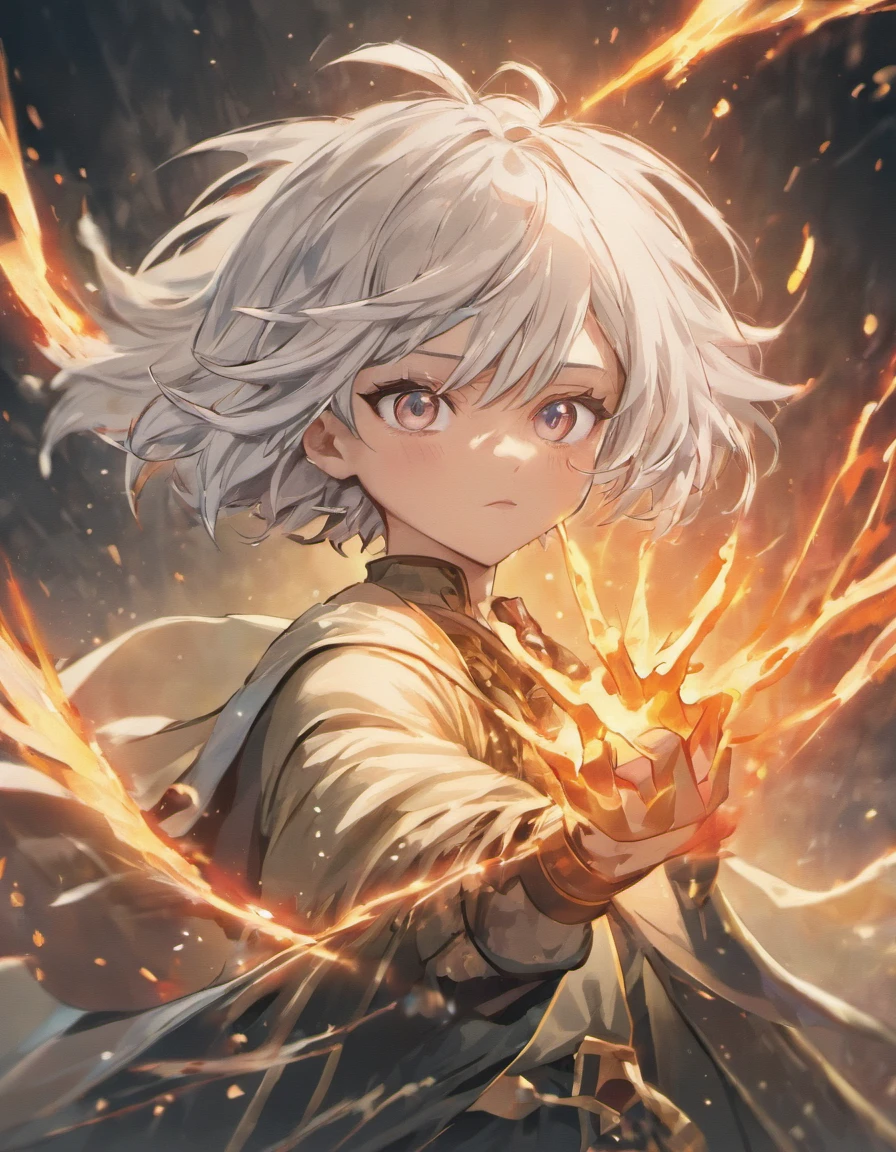 "Hyper-realistic portrait of Asta from Black Clover with intricate details and lifelike rendering, showcasing his fierce determination and strong character. Vibrant colors, dynamic composition, and exceptional attention to lighting and shadows. Asta is portrayed in modern day casual wear with a hoodie on, capturing his energetic and heroic aura. Create a breathtaking masterpiece that captures the essence of Asta's unwavering spirit and power.", white hair, holding a black great sword