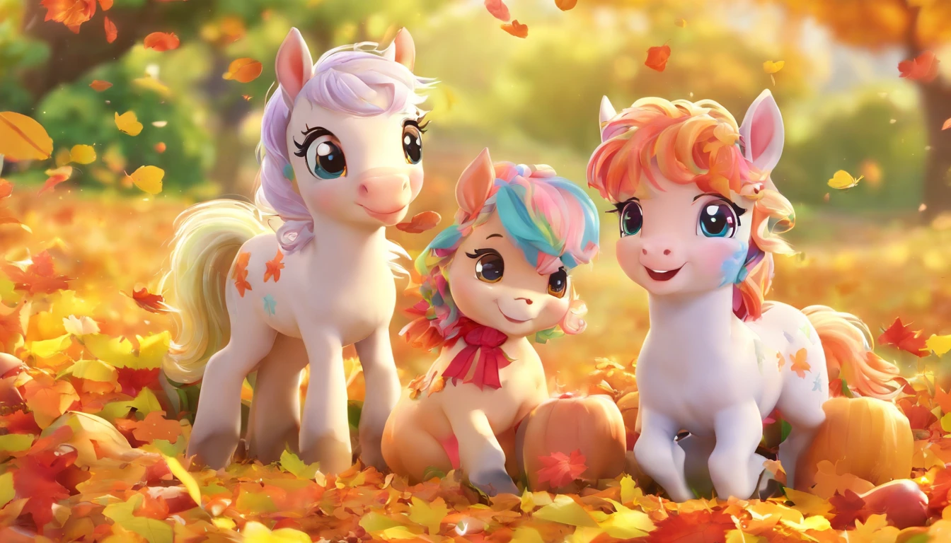 here are two baby horse playing in the leaves together, horse, autumn season, two pony , cute boys, adorably cute, fall season, november, both laughing, happy faces, pony, cute animals, shutterstock, cutest, cute and funny, happy brave magical cuteness, happy and smiling, happy pony , happy friend, pony , incredibly cute
