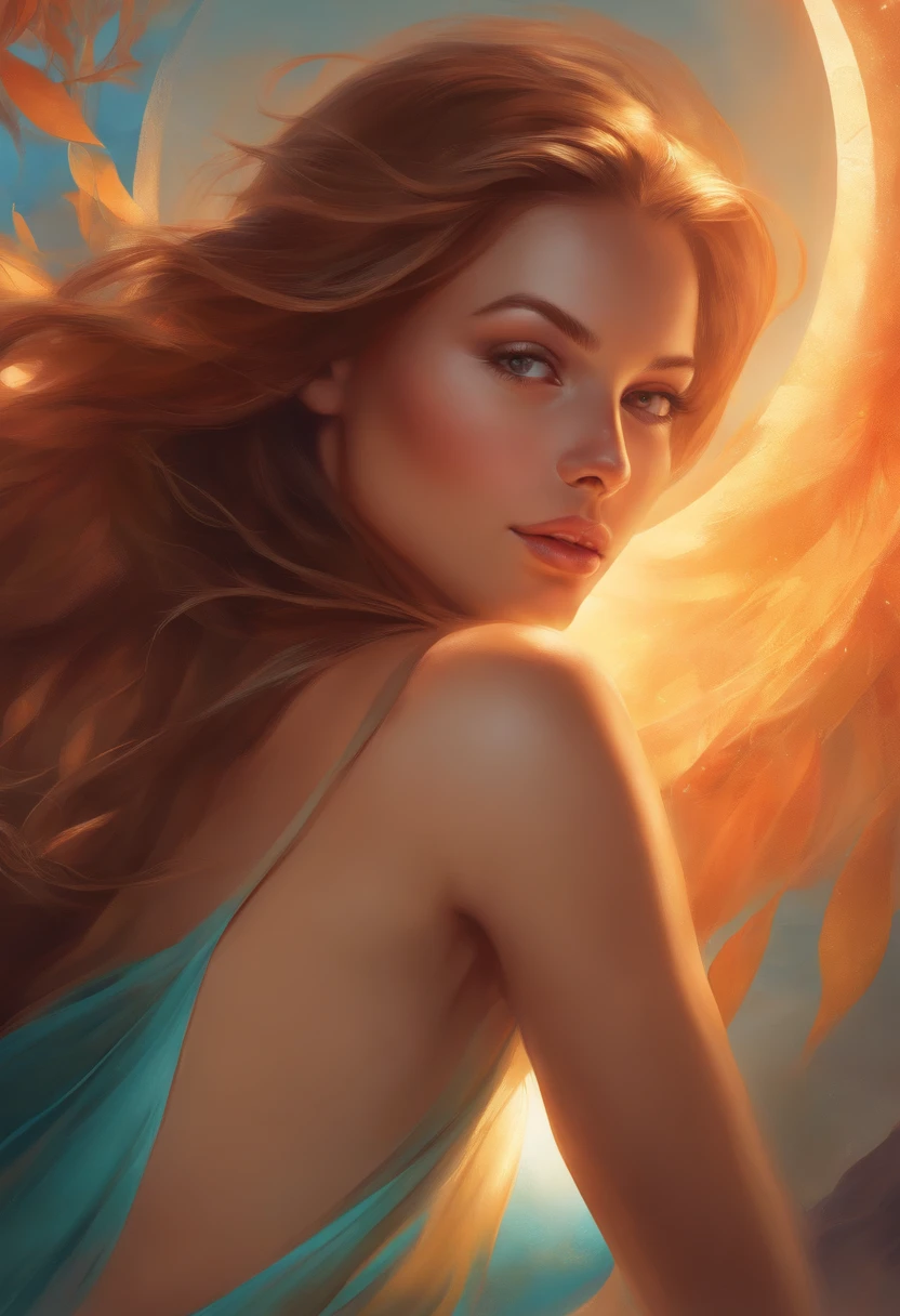 Best Quality, masutepiece, hight resolution,1girl in,Beautiful face, nude, Naked, Colorful, Painting Burst, art stations, Concept art, Smooth, Sharp Focus, Illustration, dreamy magical atmosphere, art by artgerm and greg rutkowski and alphonse mucha,volley