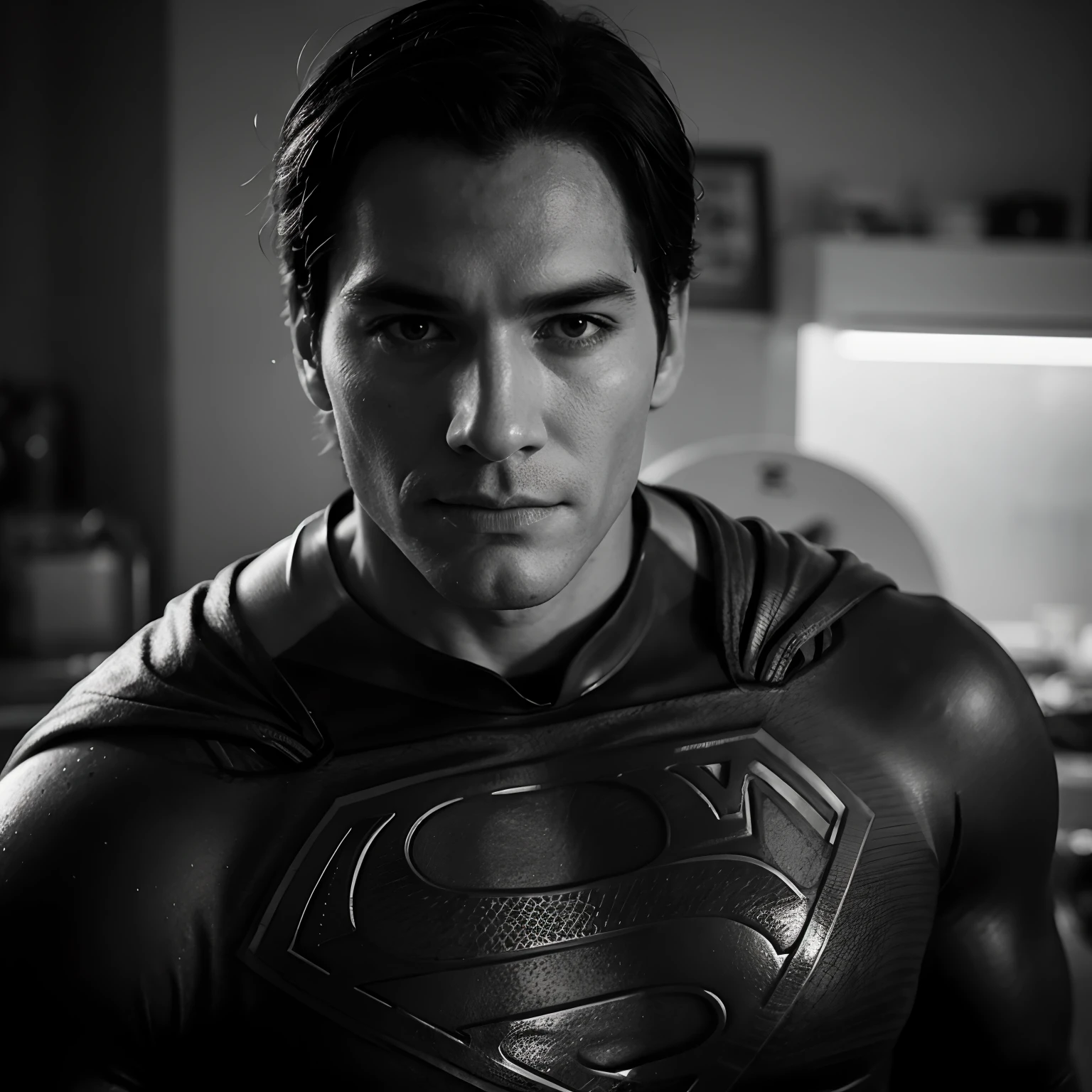 Monochrome portrait of Superman.