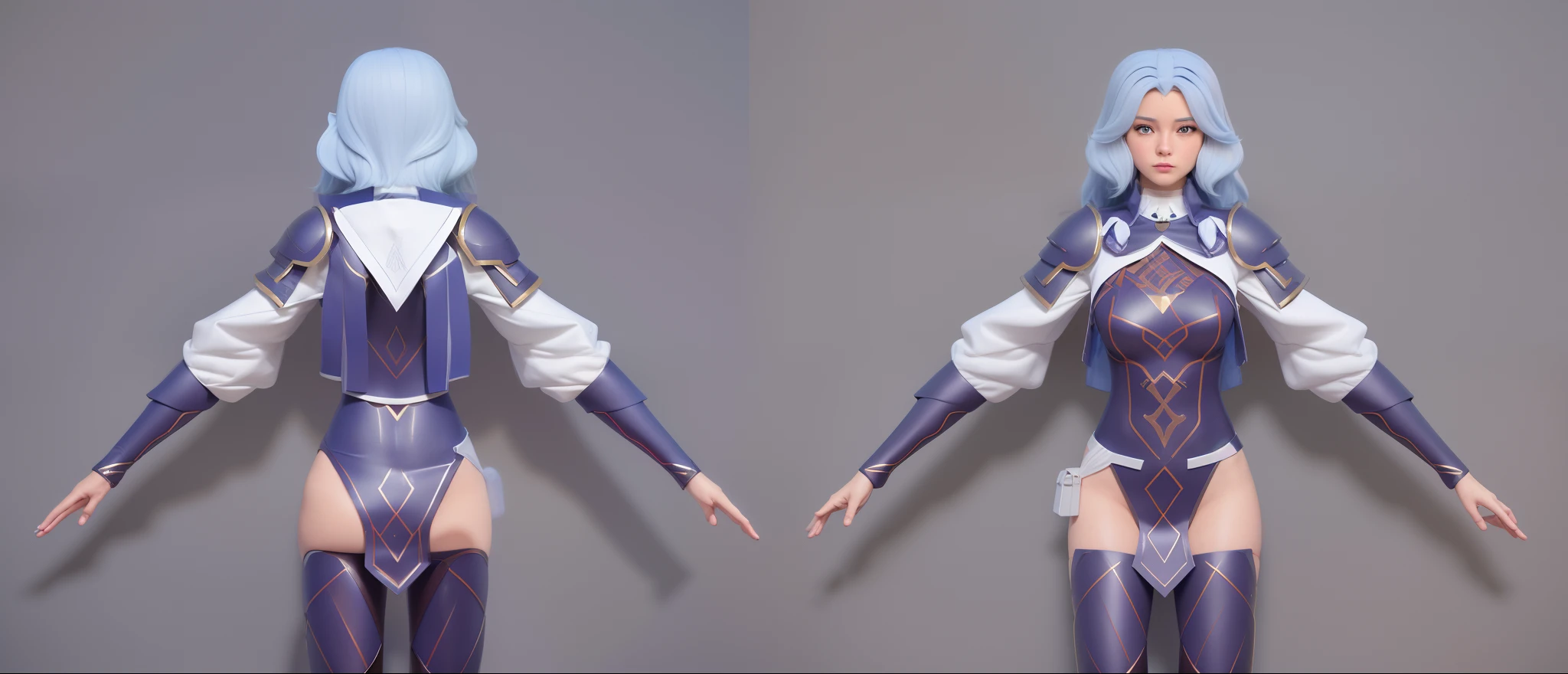 (Masterpiece, best quality: 1.2), (Super detailed), (Illustration), detailed face, a close up of a person in a adventure costume, detailed full body concept, full body concept, detailed full body concept art, full body details, full body character concept, new costume concept design, full body concept art, elf style character, full body character concept art, detailed character design, character sheet, character model sheet turnaround , fullbody shot turnaround, reference model sheet, full character body, 3 d character reference sheet, anime vtuber full body model, high quality model sheet, full body details, character design sheet, detailed full body concept, detail face, front and back, white puff sleeve, net stocking, shoulder armor, black short pants