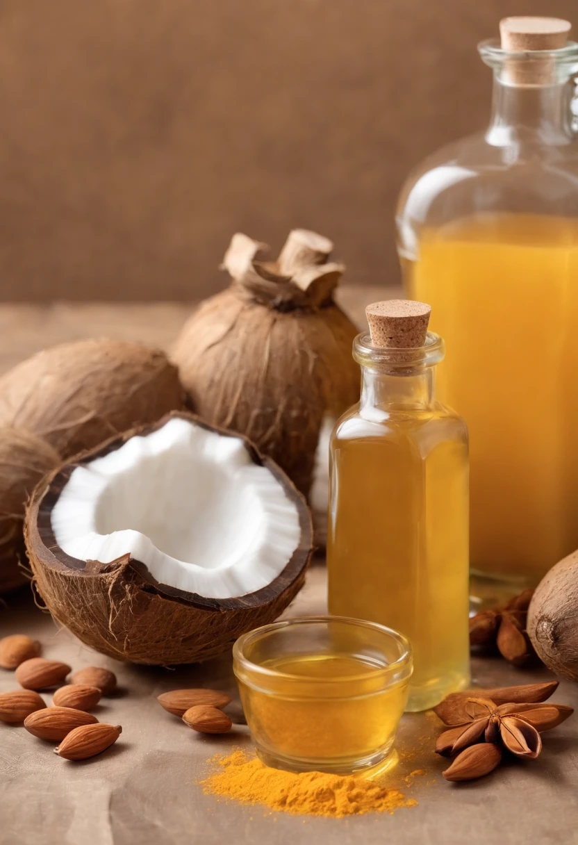 Anti-aging body oil:
Ingredientes:
1 cup coconut oil or almond oil
1 tablespoon turmeric powder
Instructions: Lightly heat the chosen oil in a water bath. Add turmeric powder and mix well. Let it cool and transfer the oil to a clean, dry jar. Use this oil to massage the body after bathing. Coconut or almond oil will help moisturize the skin, while turmeric will aid in anti-aging properties.