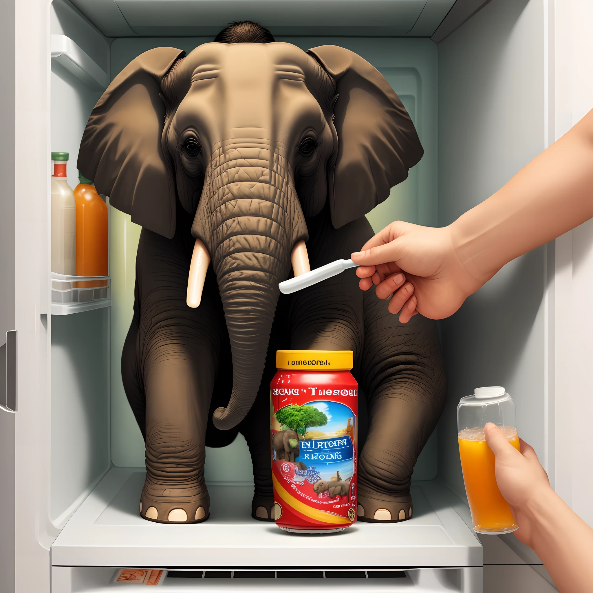 Put the elephant in the refrigerator
