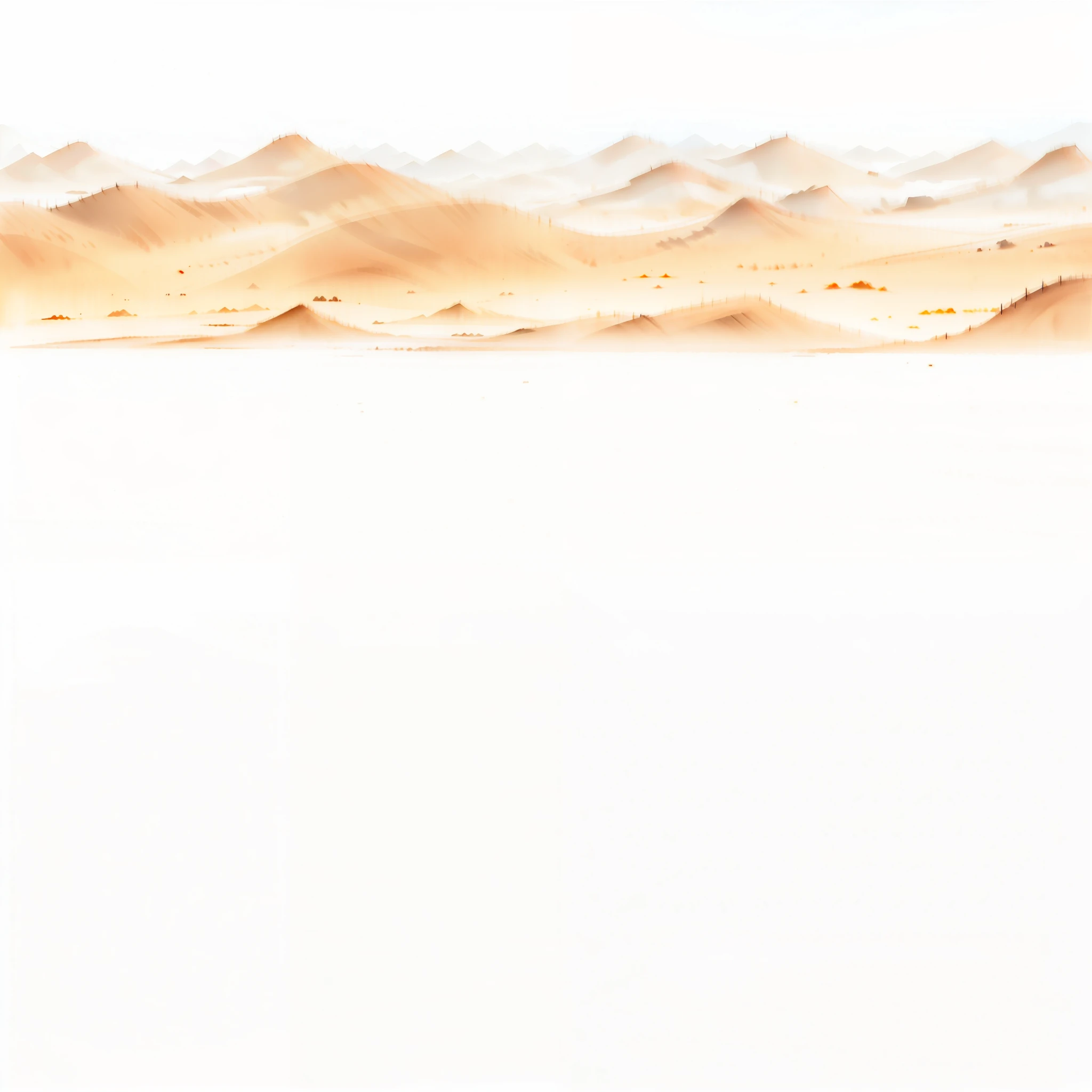 ((Best quality，8K，tmasterpiece)),Monochrome art，minimal style，gradient colors，Desert background，Vast desert，Sahara Desert，white desert background, mountainous background, Plain background, full view blank background, background sand dunes,  new mexican desert background, Vast landscape, background is white