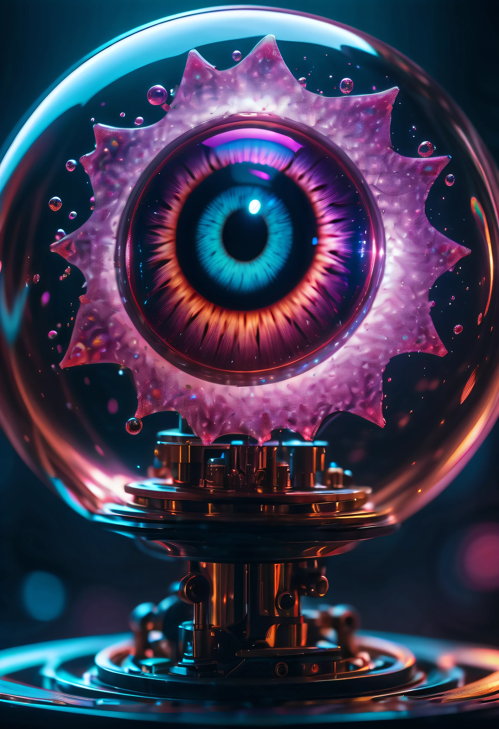 devil's eye, bubble machine, holography style, ultra quality, cinematic still, conceptual contrast, (((radiosity rendered in stunning 32k resolution:1.3))), highest quality, highly quality, crisp clarity that is unmatched,