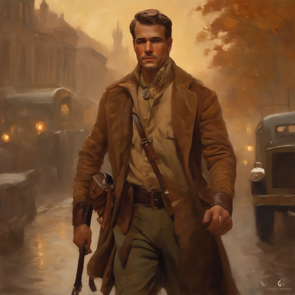 retrato de (homem sks) de bom humor, Lutador de rua, maCho atraente, design de personagens, dynamic lighting, tonalidade fria e brilhante, Pintura de Gaston Bussiere, Craig Mullins, j. C. LeyendeCker, Tone of Finland