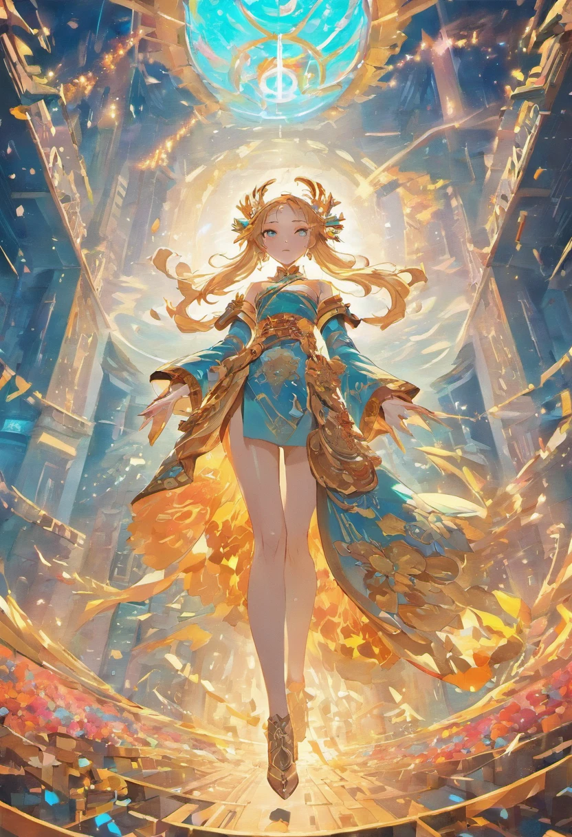 ((Finest quality)),(超A high resolution),(ultra-detailliert),(Meticulous portrayal),((Best Anime)),(Finest works of art),(Ultra-Precision Art),(The art of astounding depiction,Overwhelming depiction:1.5),(intricate and detailed art:1.6), (1 adult female:1.5),(blouse:1.6),(Glowing blonde hair:1.3),(clear blue eyes:1.5),huge tit, Know,Erudition,knowledge,wisdom