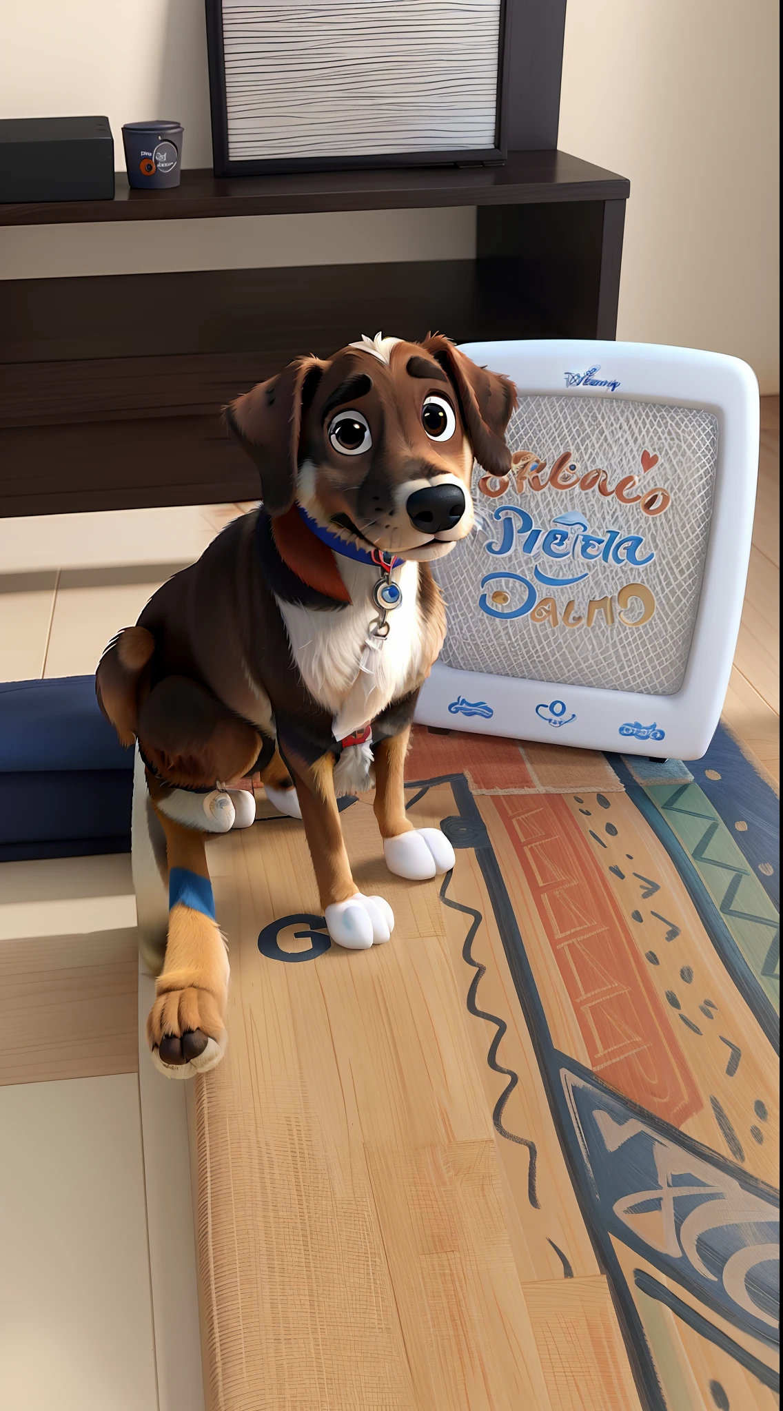 um cachorro estilo disney pixar, alta qualidade, melhor qualidade