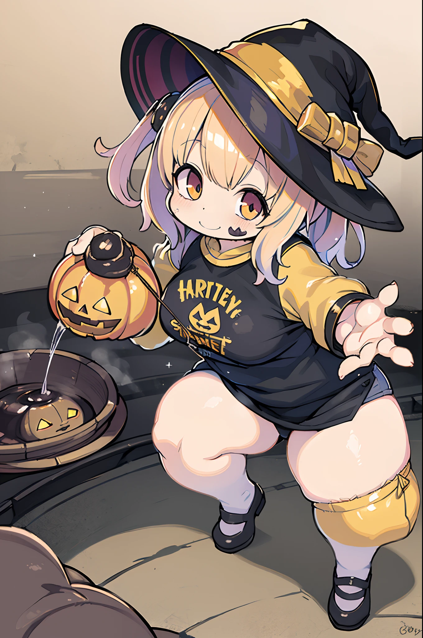 Charming Halloween 8 witch, Random coloring,2D, planar vector, T-shirt design, Colorful splashes, Fantasy Art, Watercolor effect,Digital Painting, white bg, 8K、