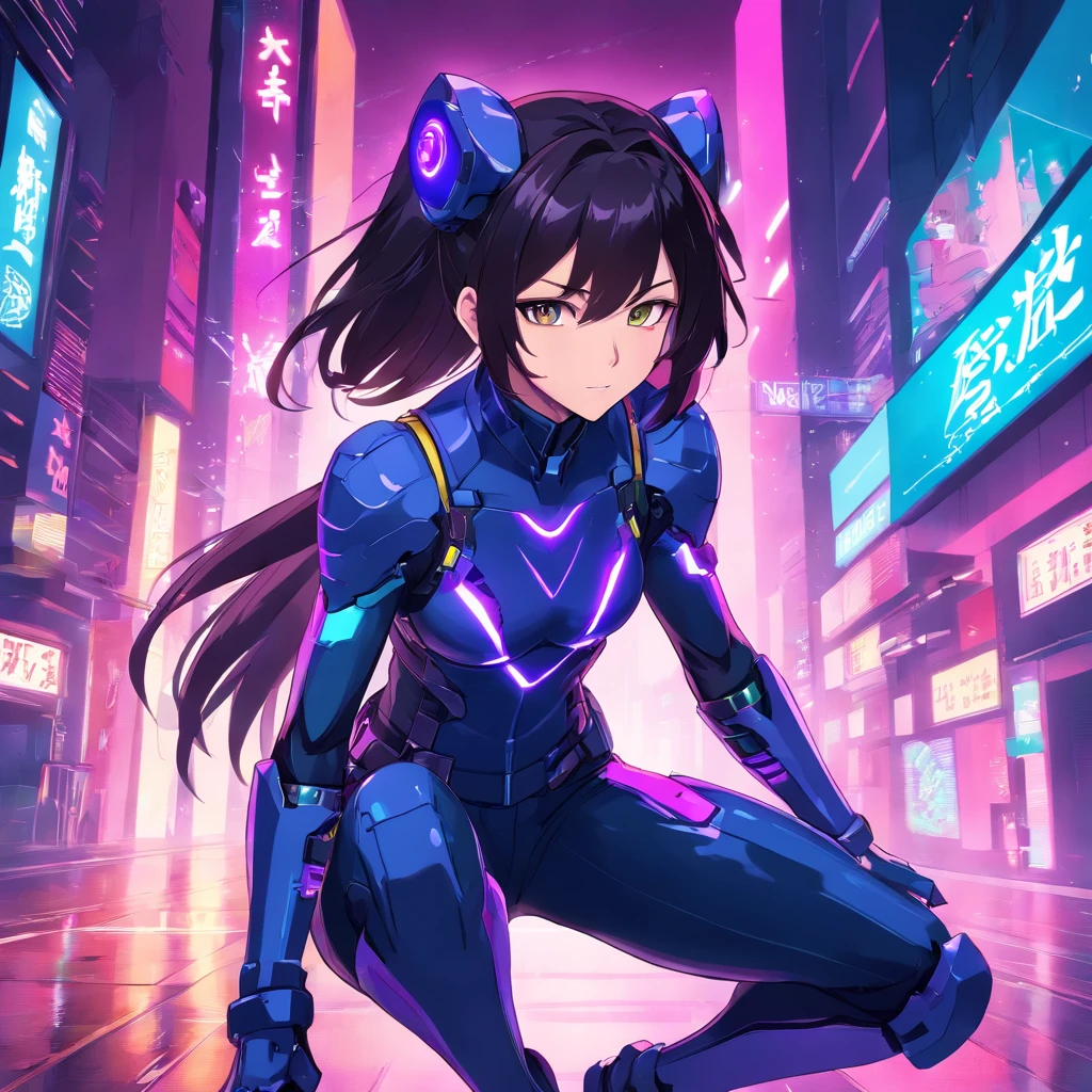 detailed 2d vector anime man cuber ninja, potrait cyber ninja white and purple, futuristic neon cyberpunk suit, using futuristic helmet faceless, with 2 sword on his back, stunning artwork, shimmering shadows, strong colors, cyberpunk concept with neon effect, black hair, green eyes, cyberpunk background with purple and blue lights