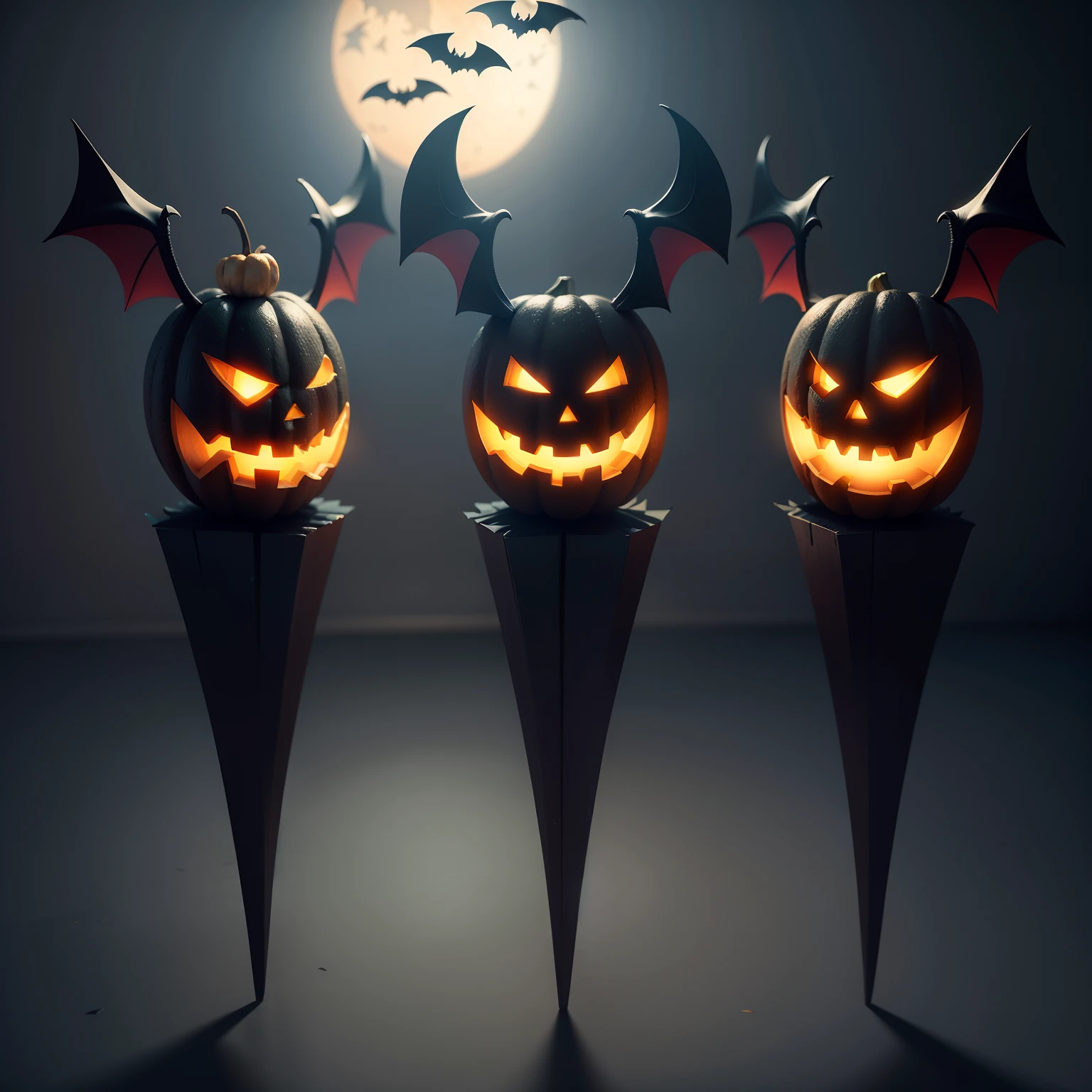 Halloween Bats，Middle element，（master-piece，bestquality：1.2），Best Lights，best shadows，Show background, stylized 3d render