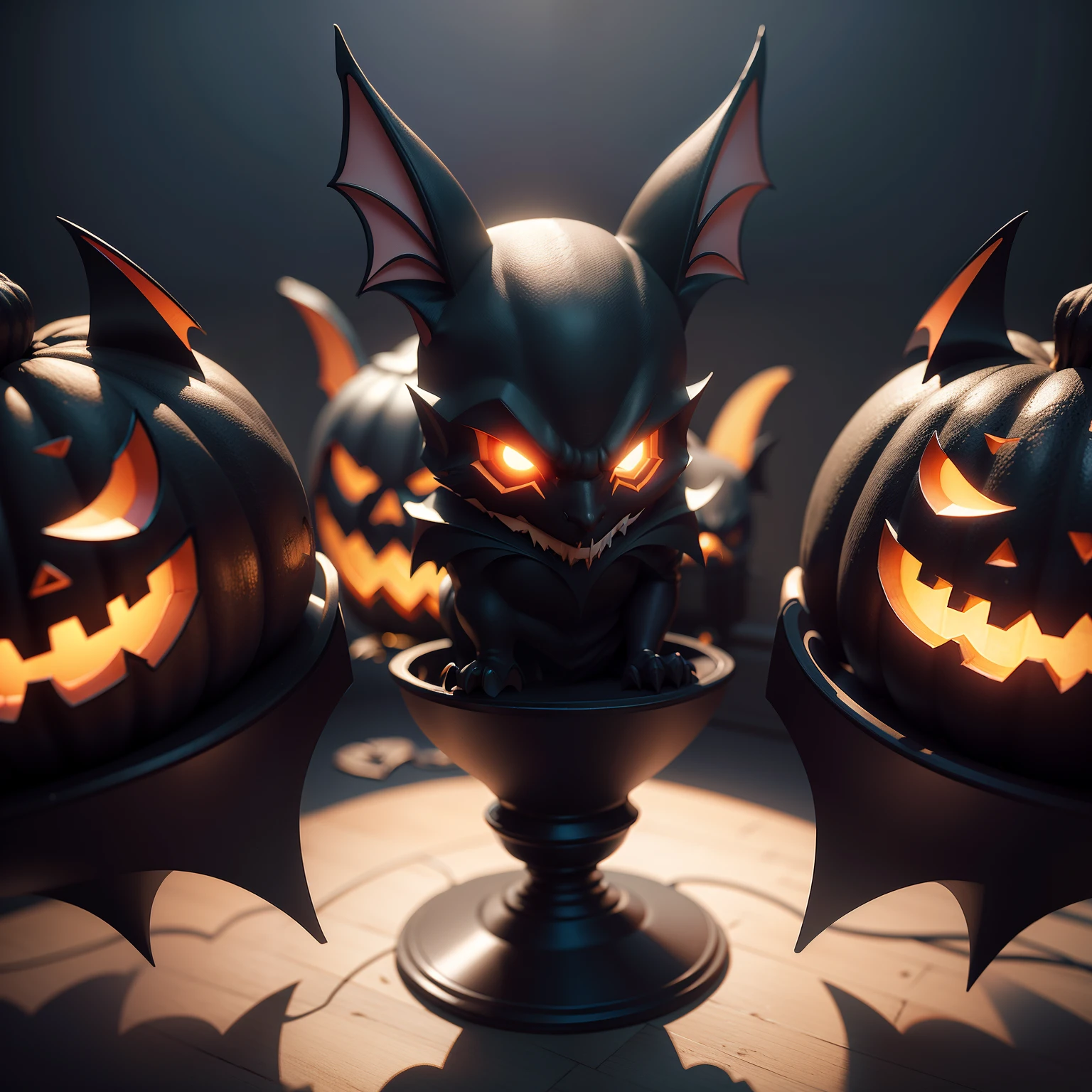 Halloween Bats,Middle element,(master-piece,bestquality:1.2),Best Lights,best shadows,Show background, stylized 3d render