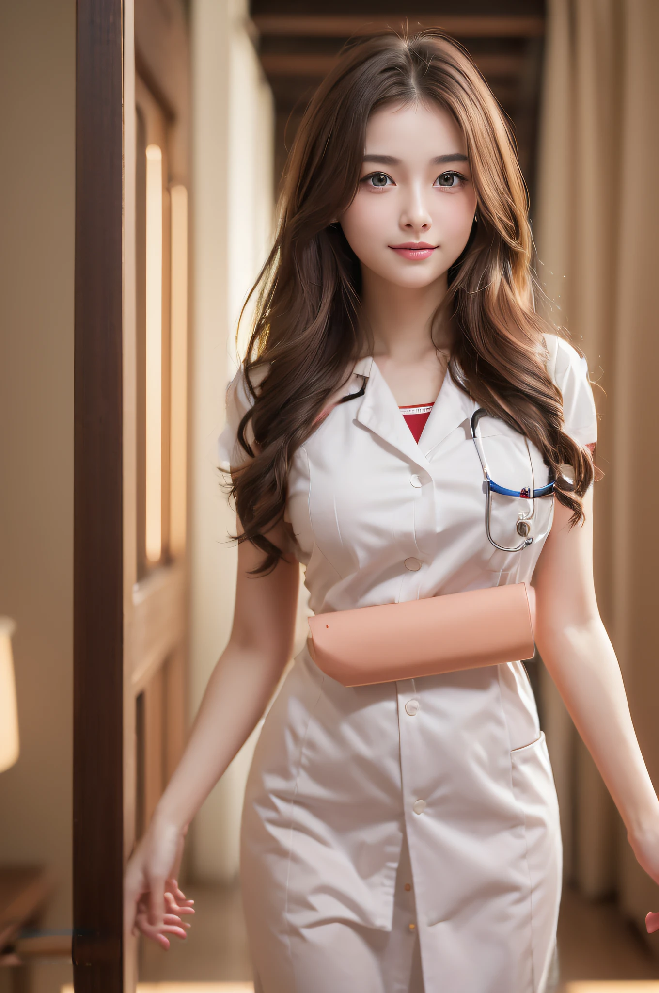 Wearing nurse clothes、White nurse uniform、nurse