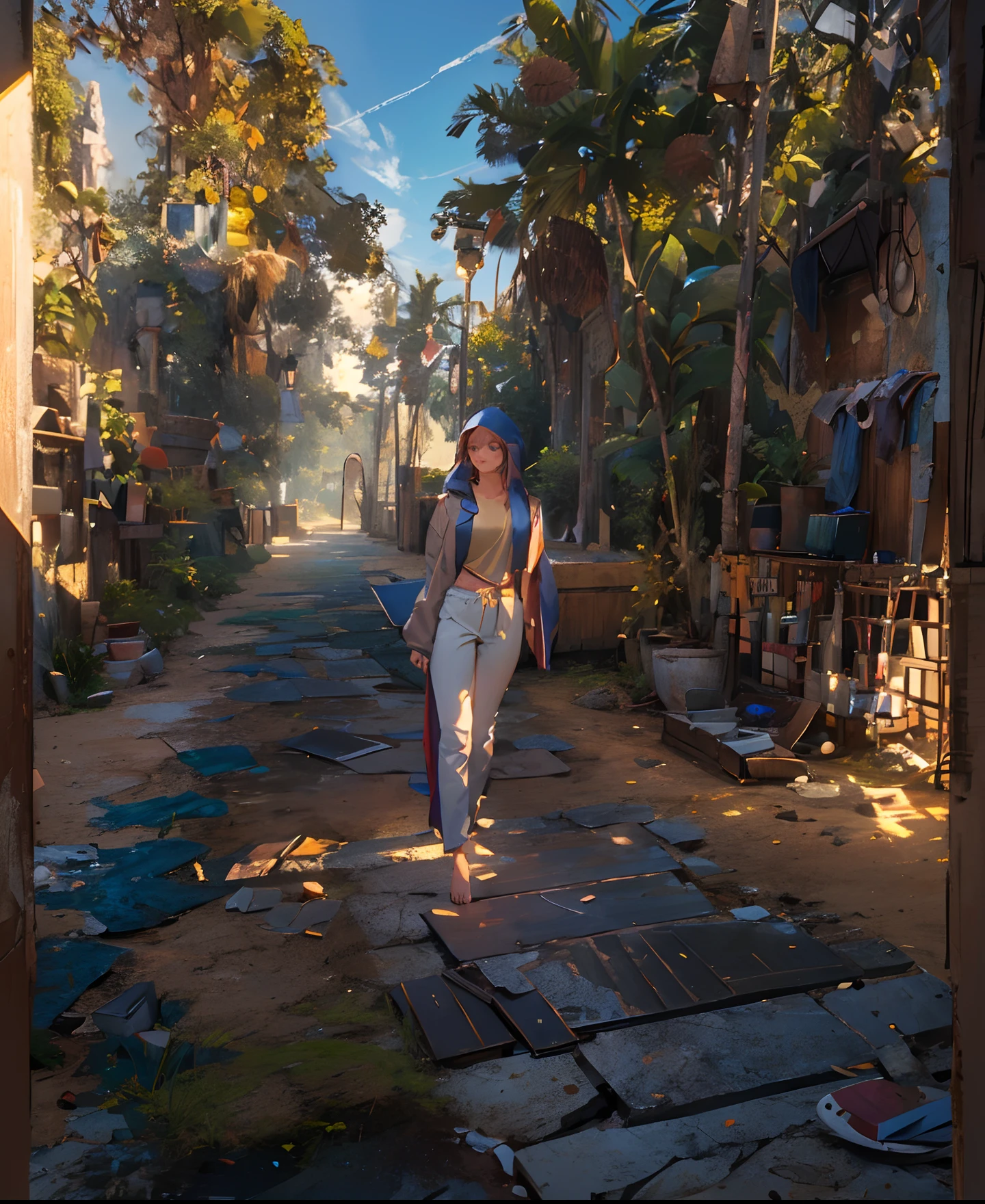 1girl, wearing a hoodie, micro shorts, barefoot, indoors, bedroom, fantasy, magic world, (masterpiece, best quality, hires, high quality, by professional artist, ultra detailed, extremely detailed, absurdres, incredibly resolution:1.2)