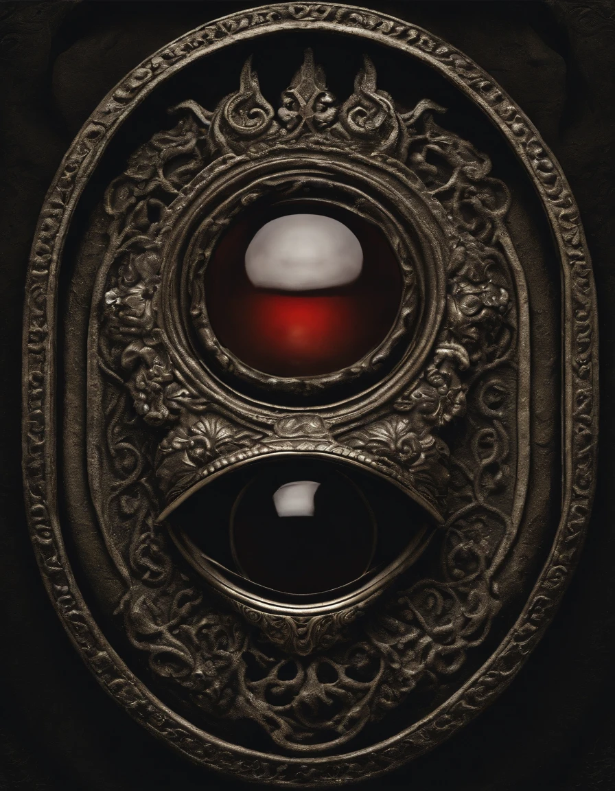 A dark and foreboding image showcasing a devil's eye talisman, symbolizing the invitation of evil into a home. The sinister and malevolent presence adds a sense of dread and intrigue. High-resolution image, intricate design, malevolent symbolism, foreboding atmosphere, sinister invitation, chilling and unsettling concept