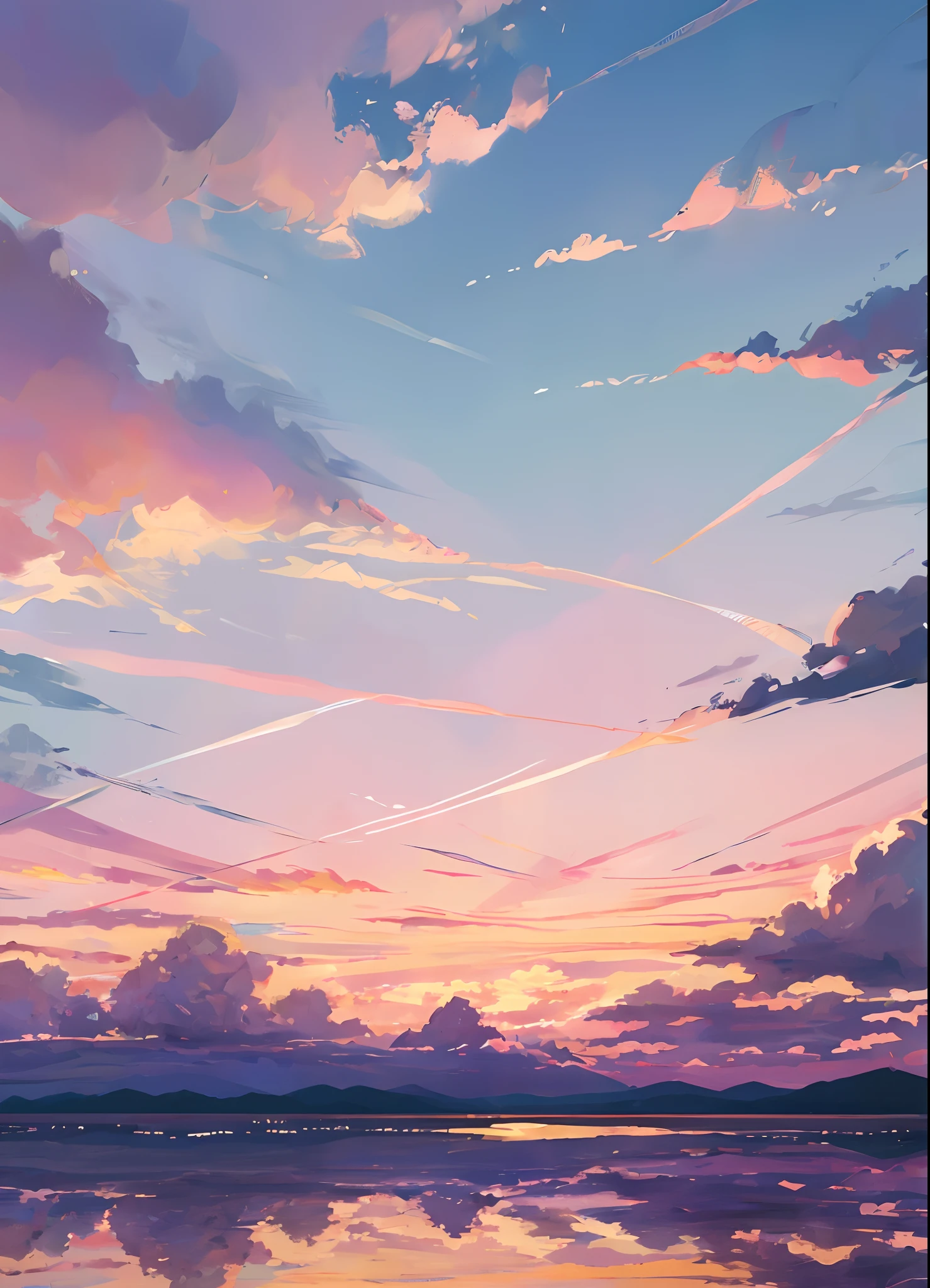 Summer, pink clouds, distant sky, HD